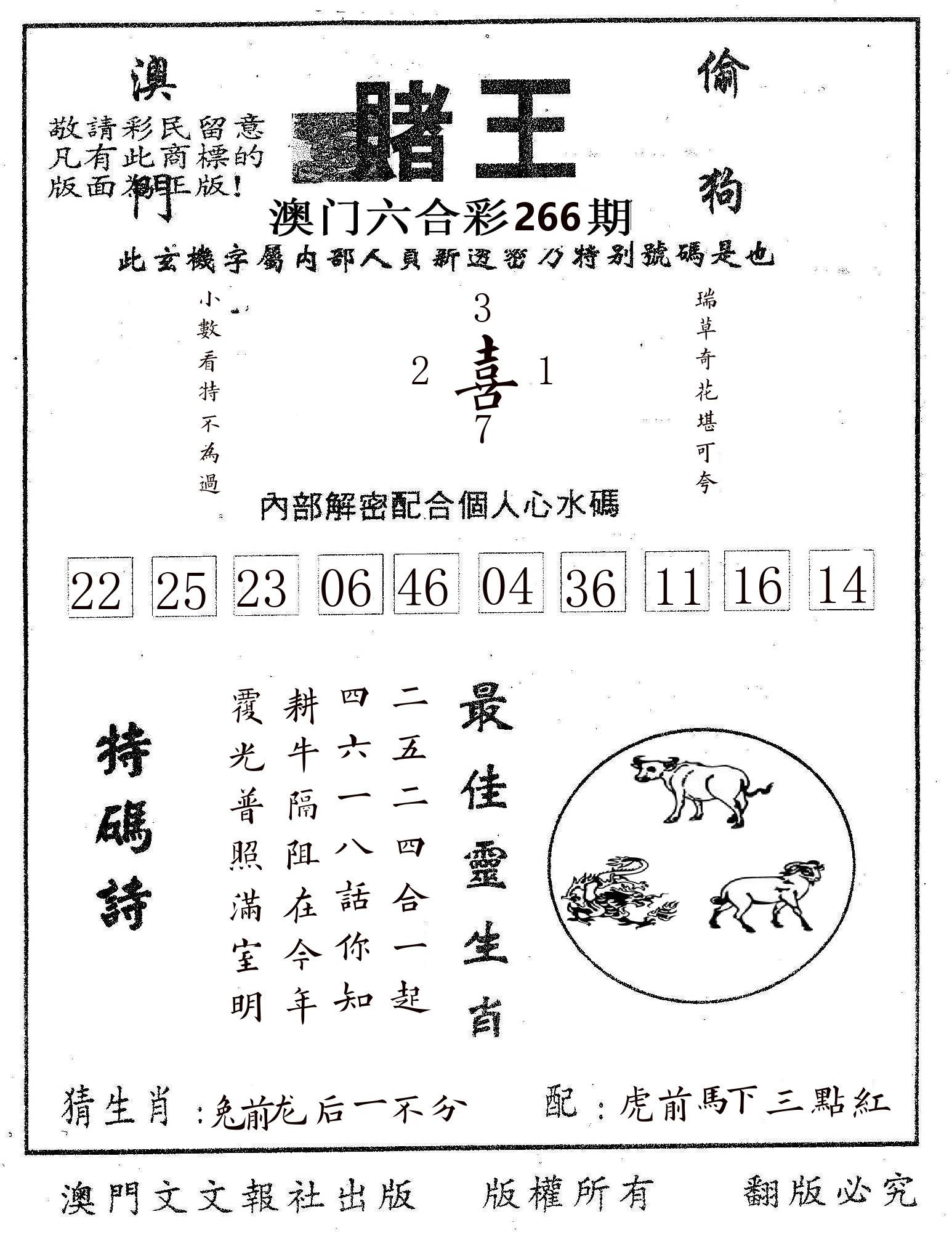 赌王 第266期