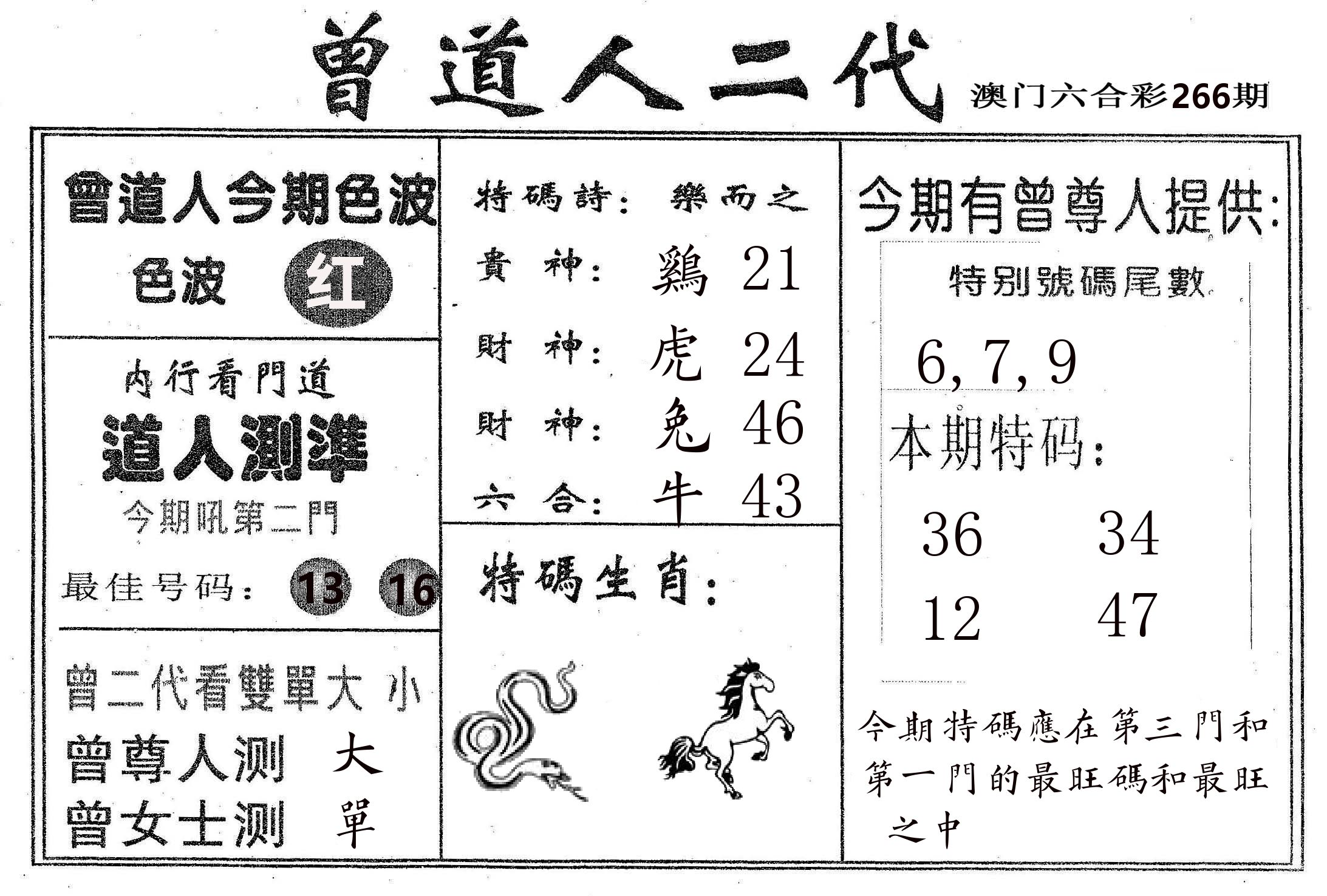 曾二代 第266期