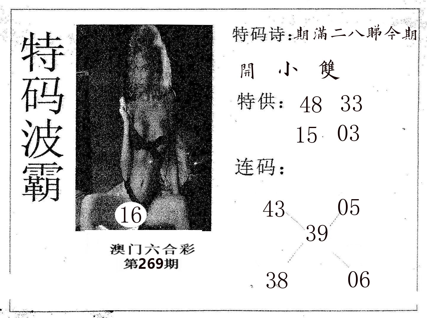 特码波霸 第269期