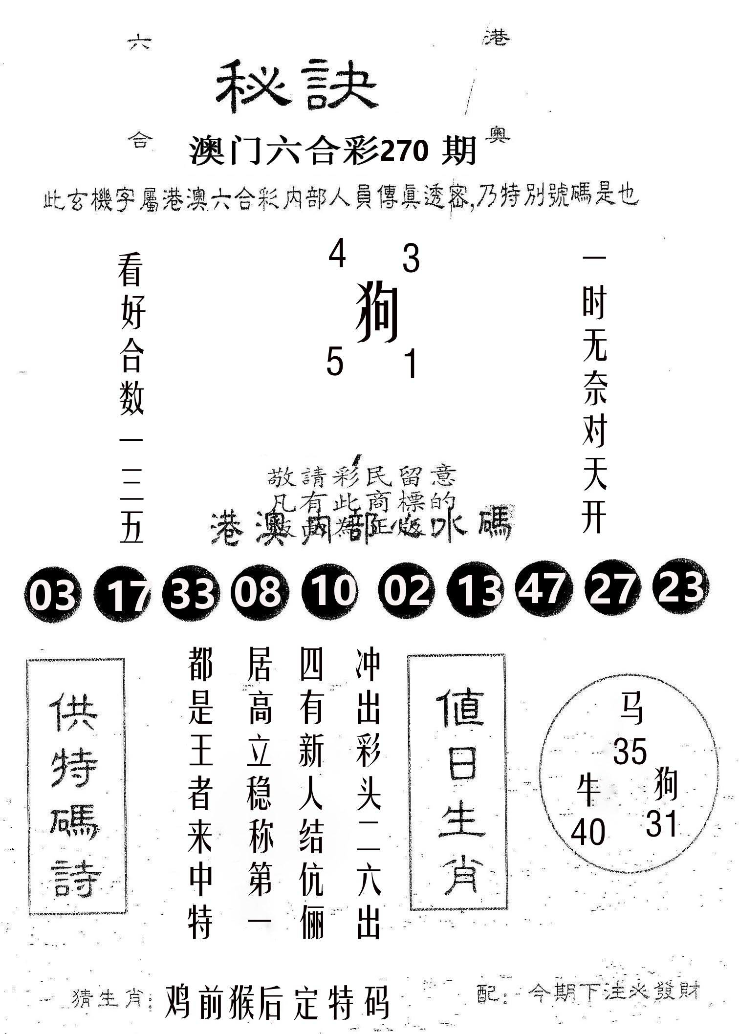 秘决 第270期