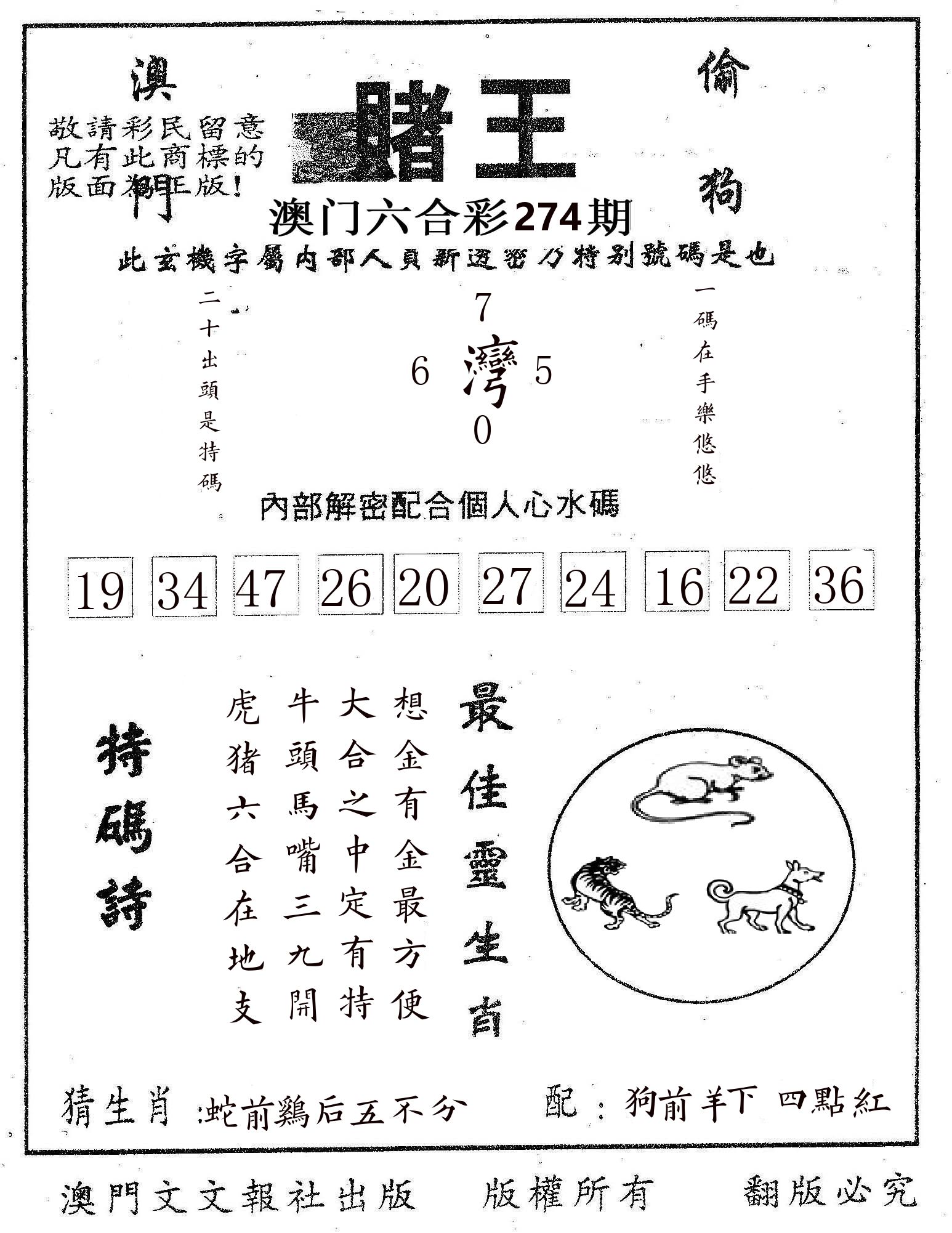 赌王 第274期