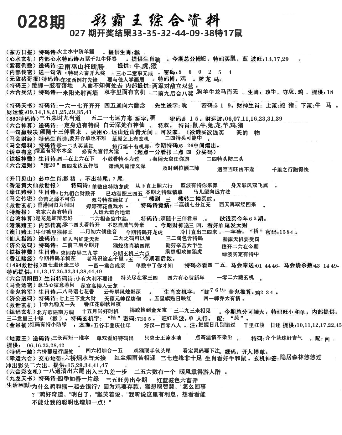 澳门综合资料 第28期
