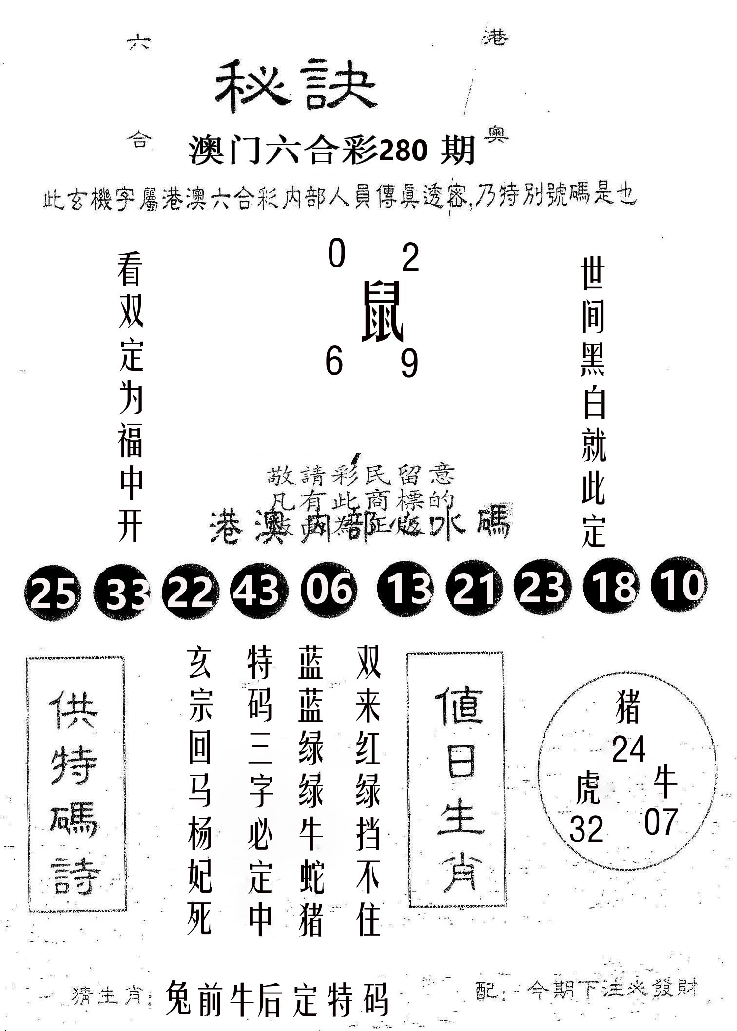秘决 第280期
