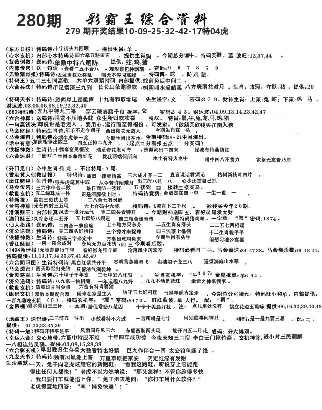 澳门综合资料 第280期