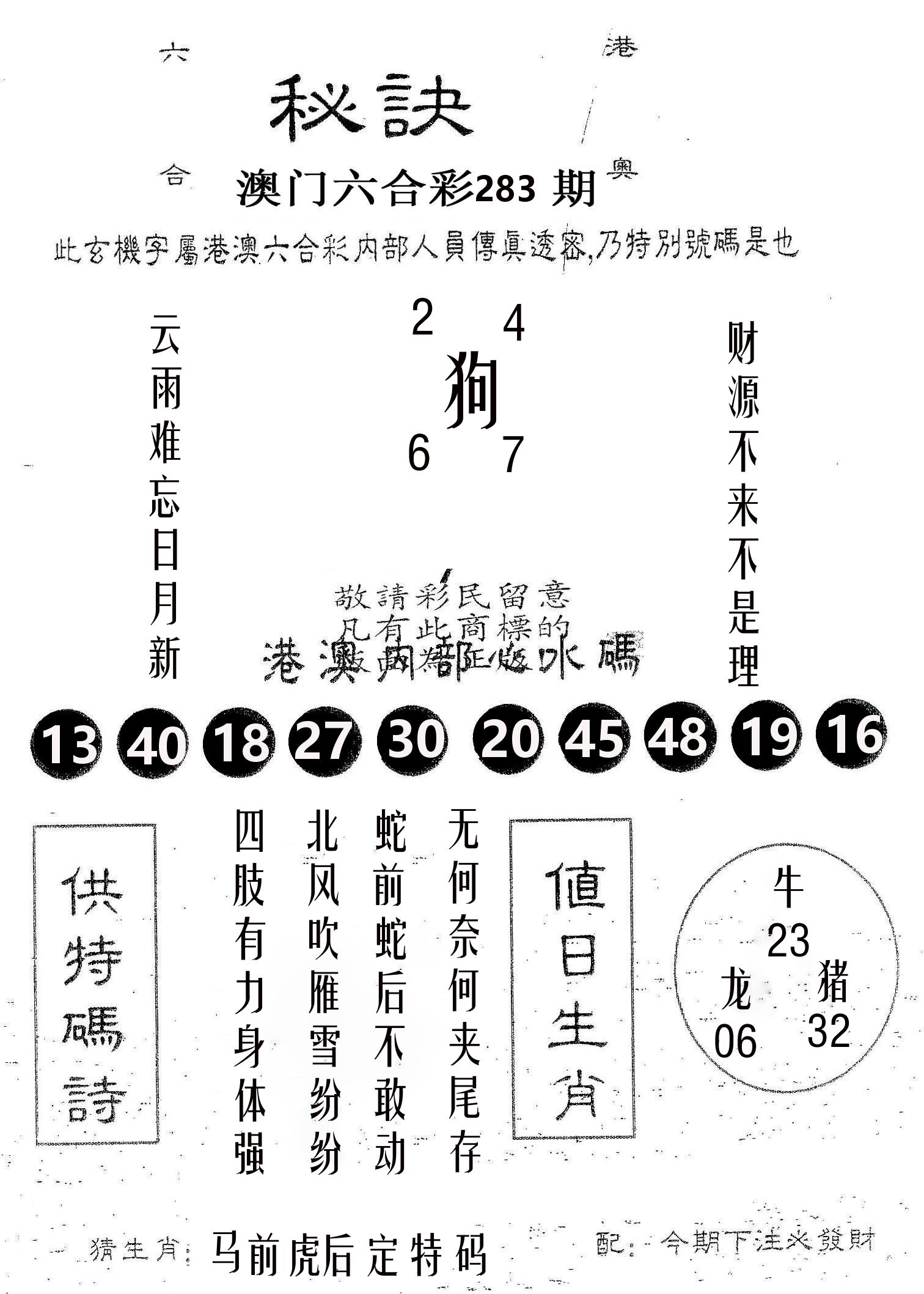 秘决 第283期