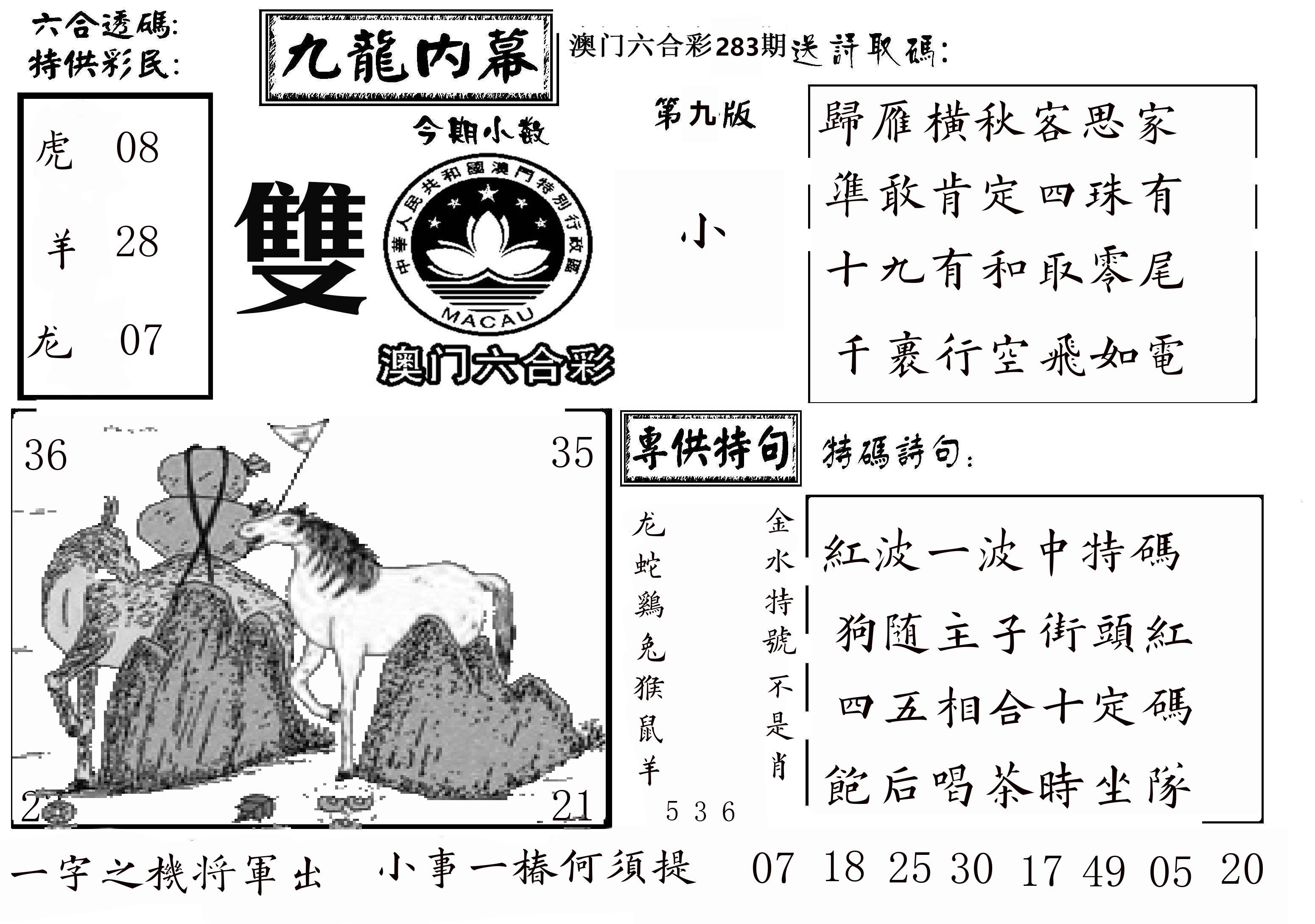 澳门传真3 第283期