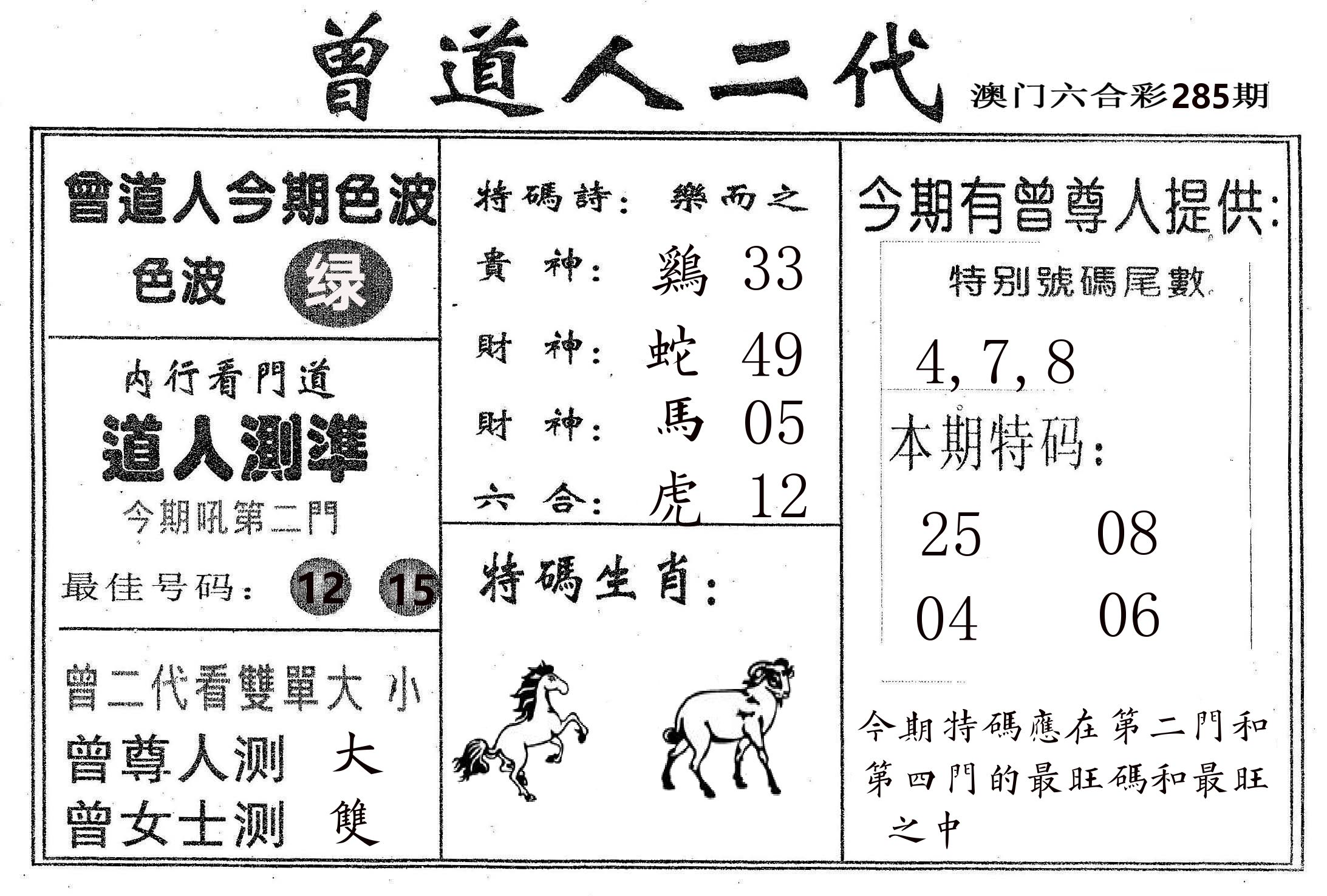 曾二代 第285期