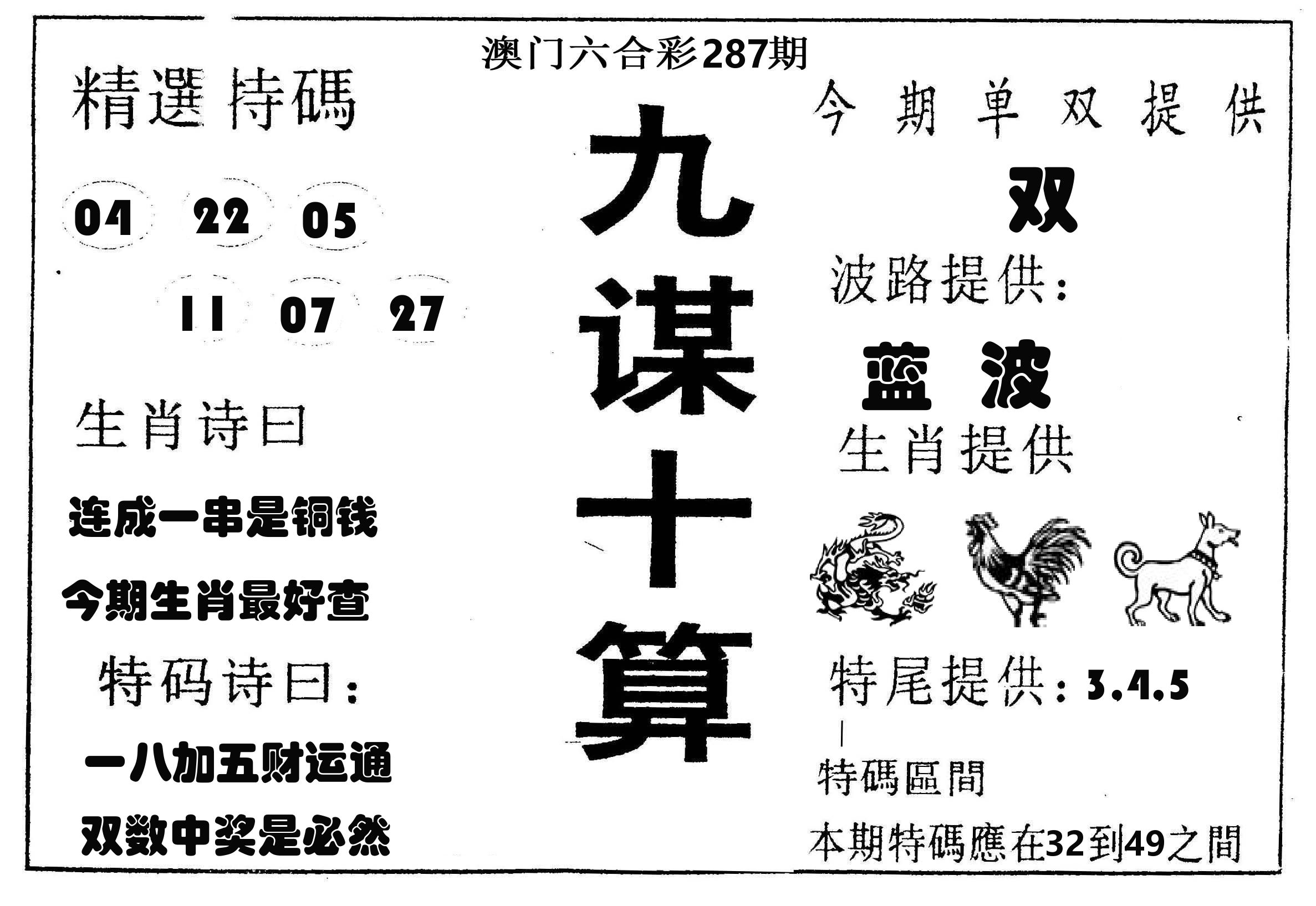 九谋十算 第287期
