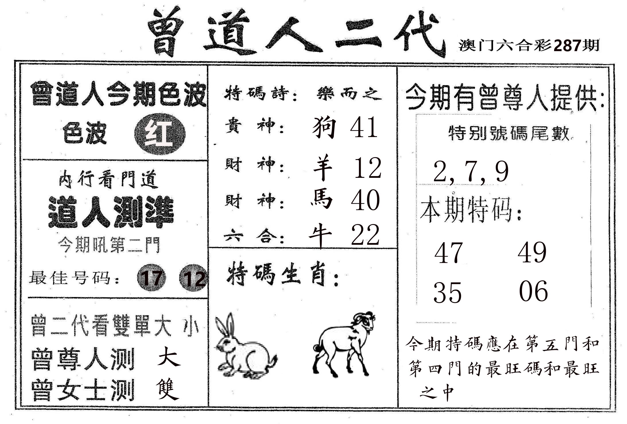 曾二代 第287期