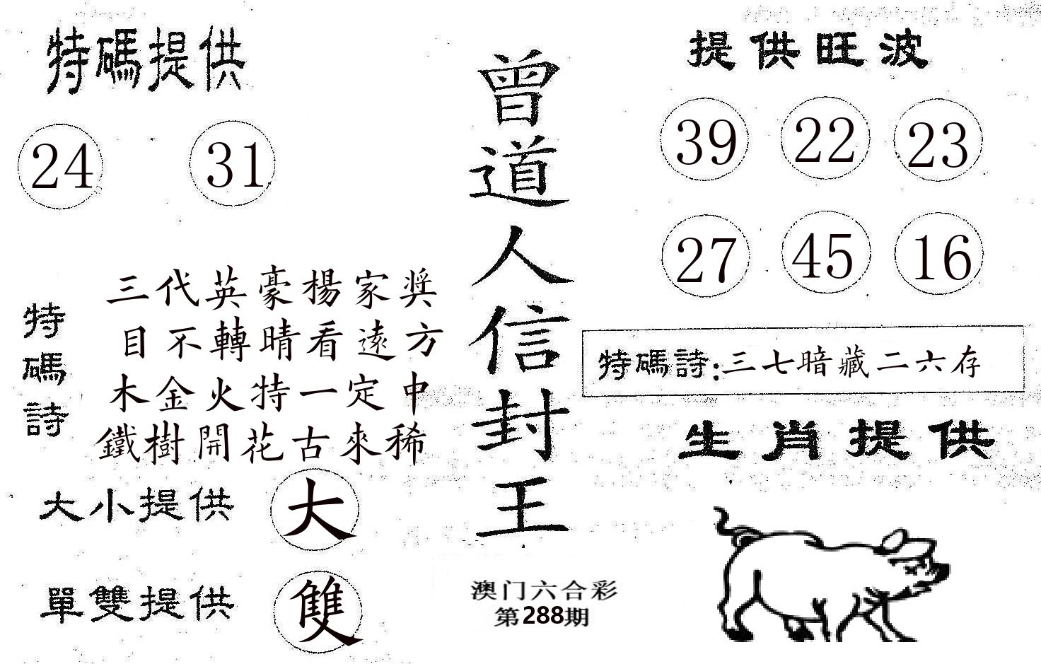 曾信封王 第288期
