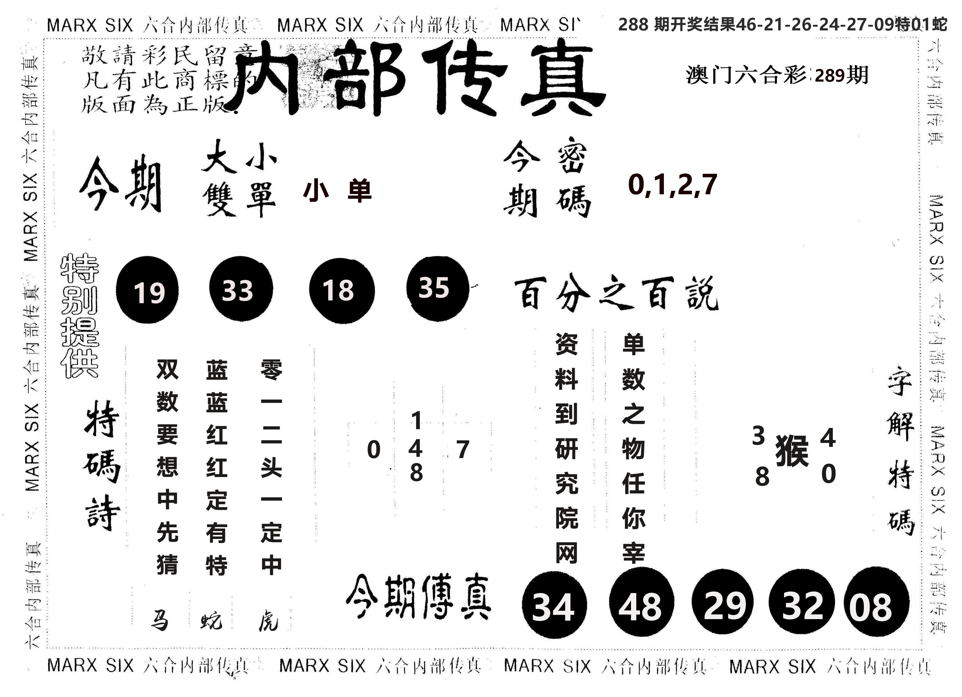 另版内部传真 第289期