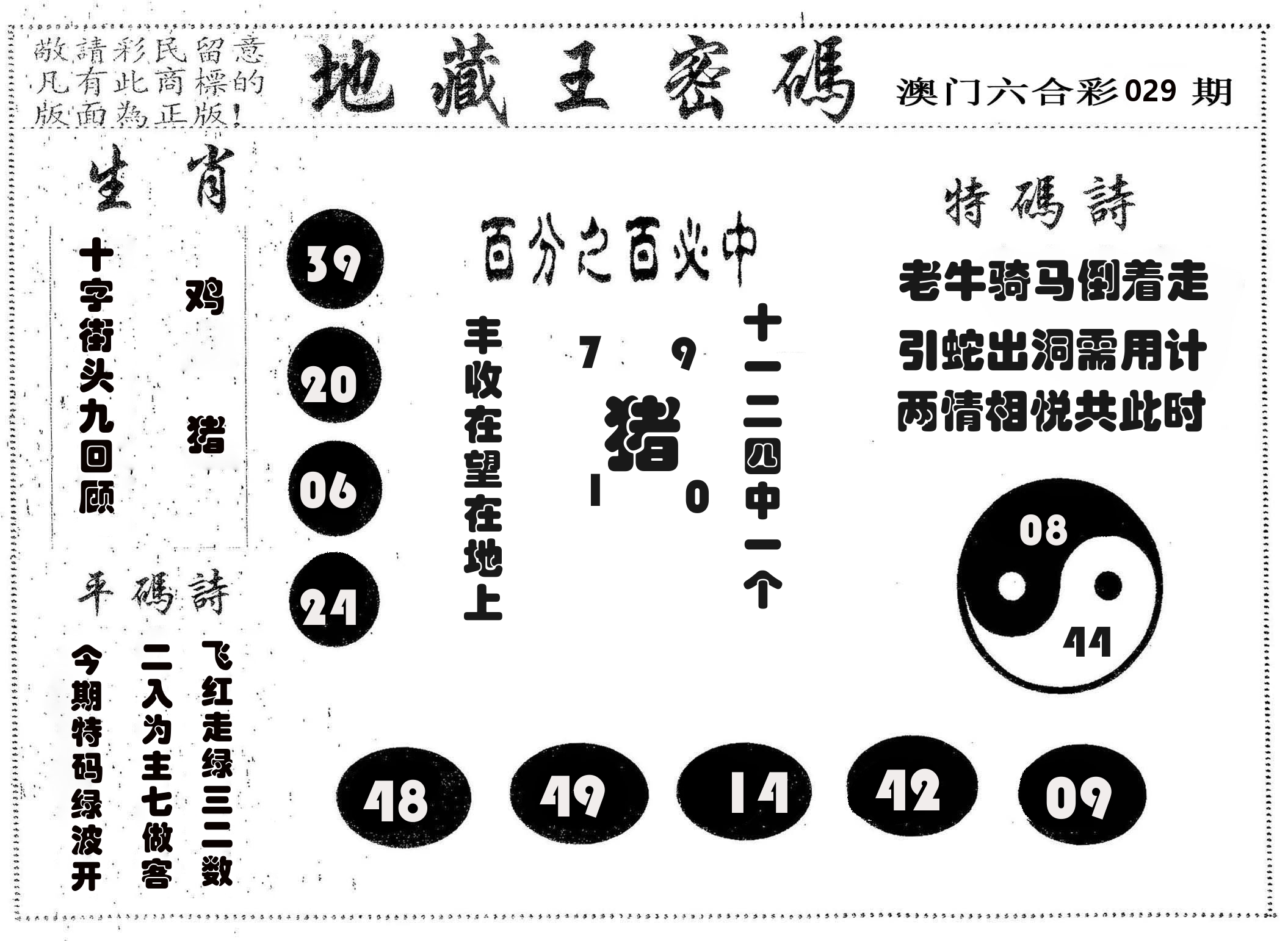 地藏王密码 第29期
