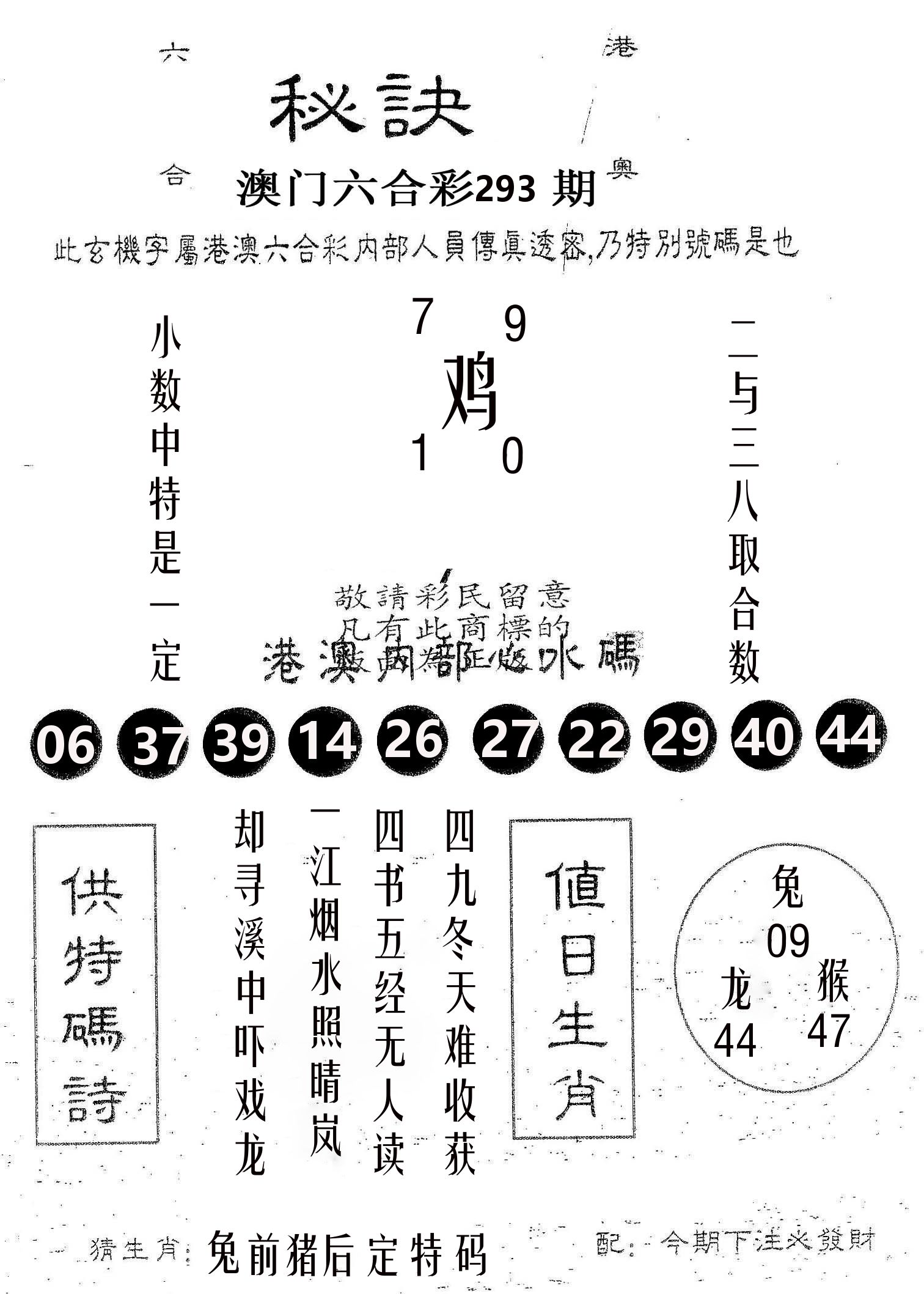 秘决 第293期