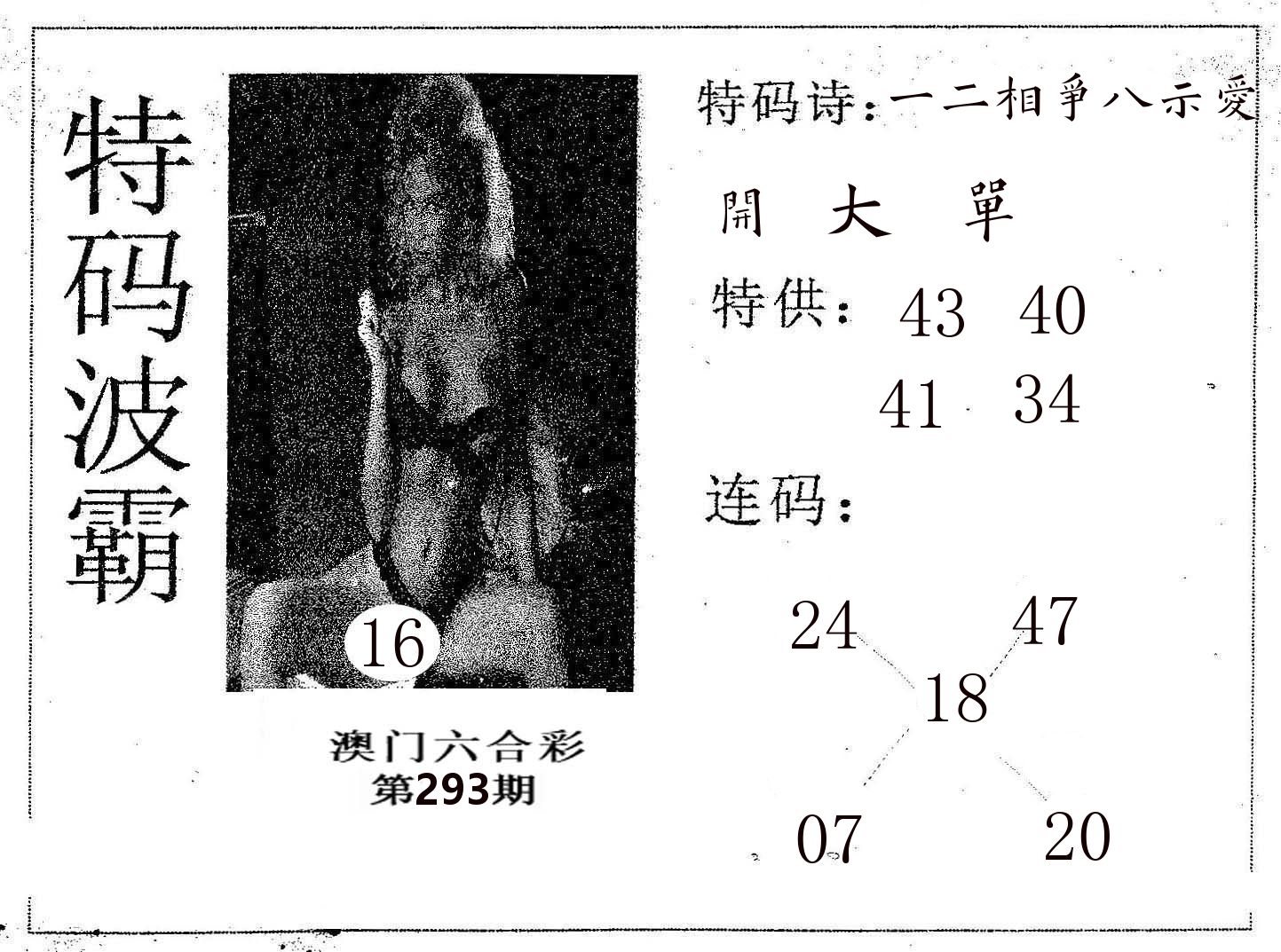 特码波霸 第293期