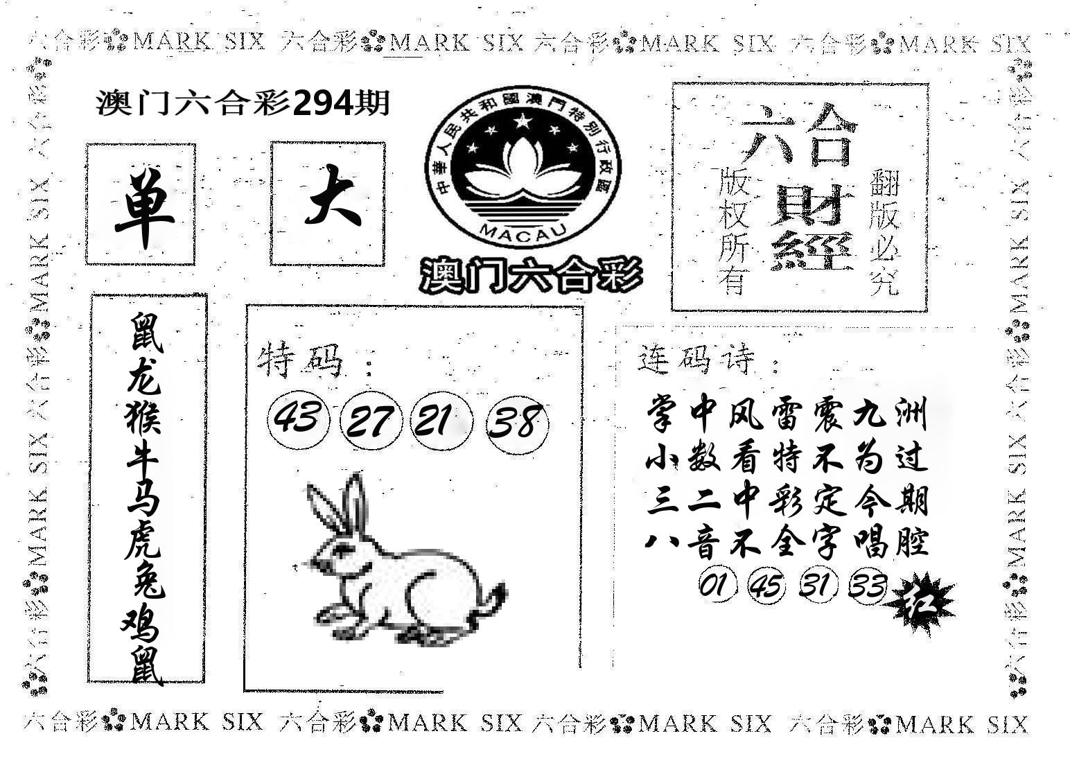 六合财经 第294期