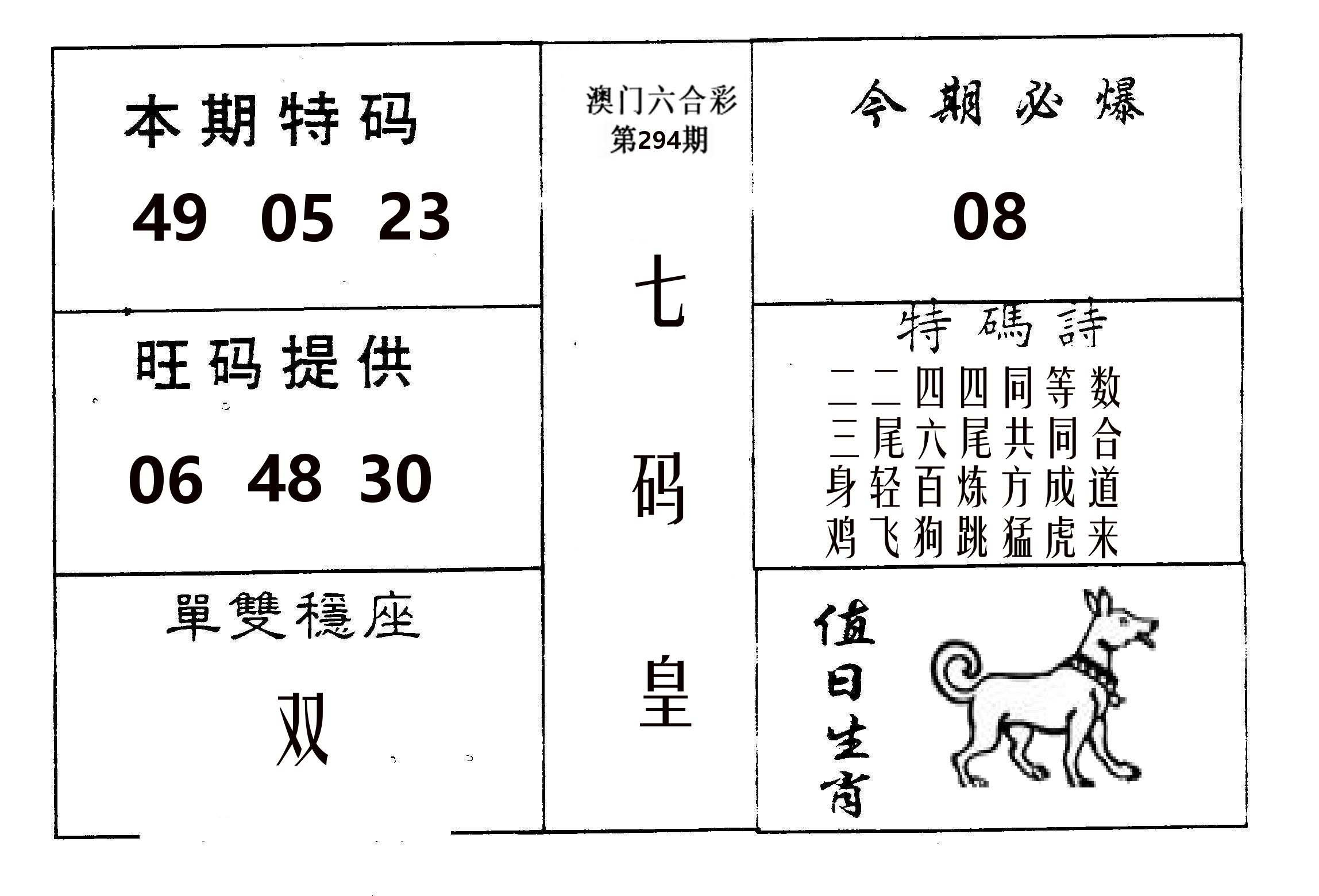 七码皇 第294期