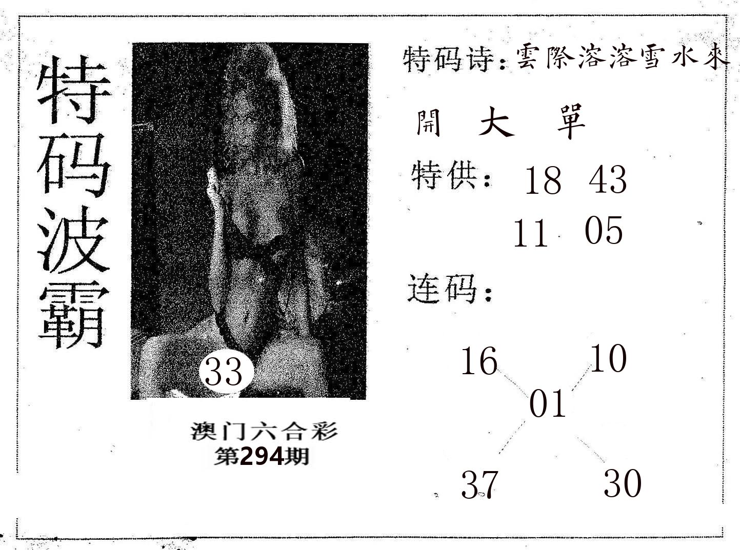 特码波霸 第294期