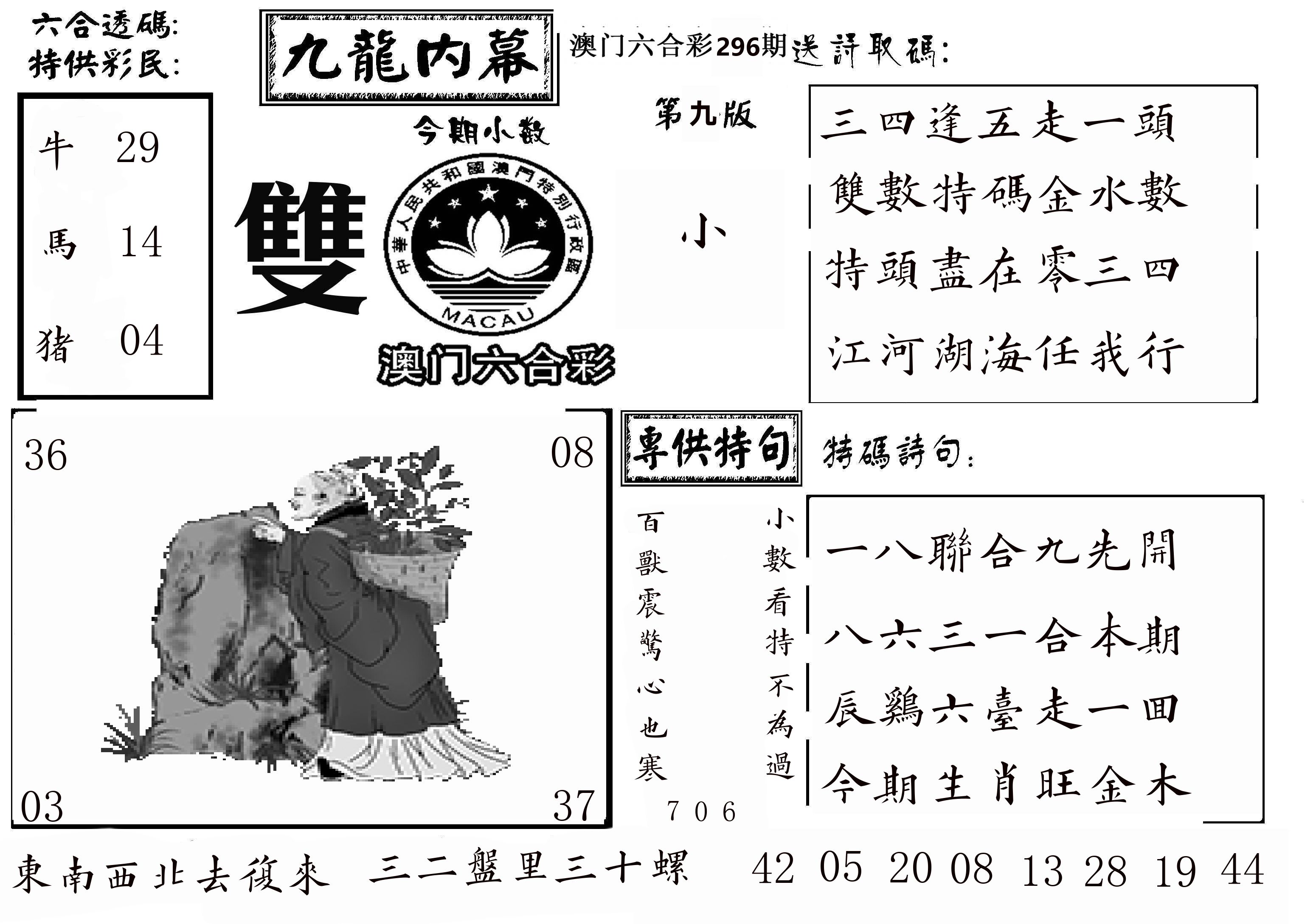 澳门传真3 第296期
