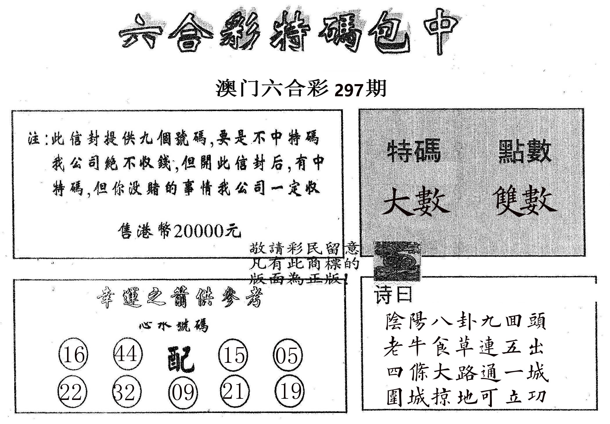 20000包中B 第297期