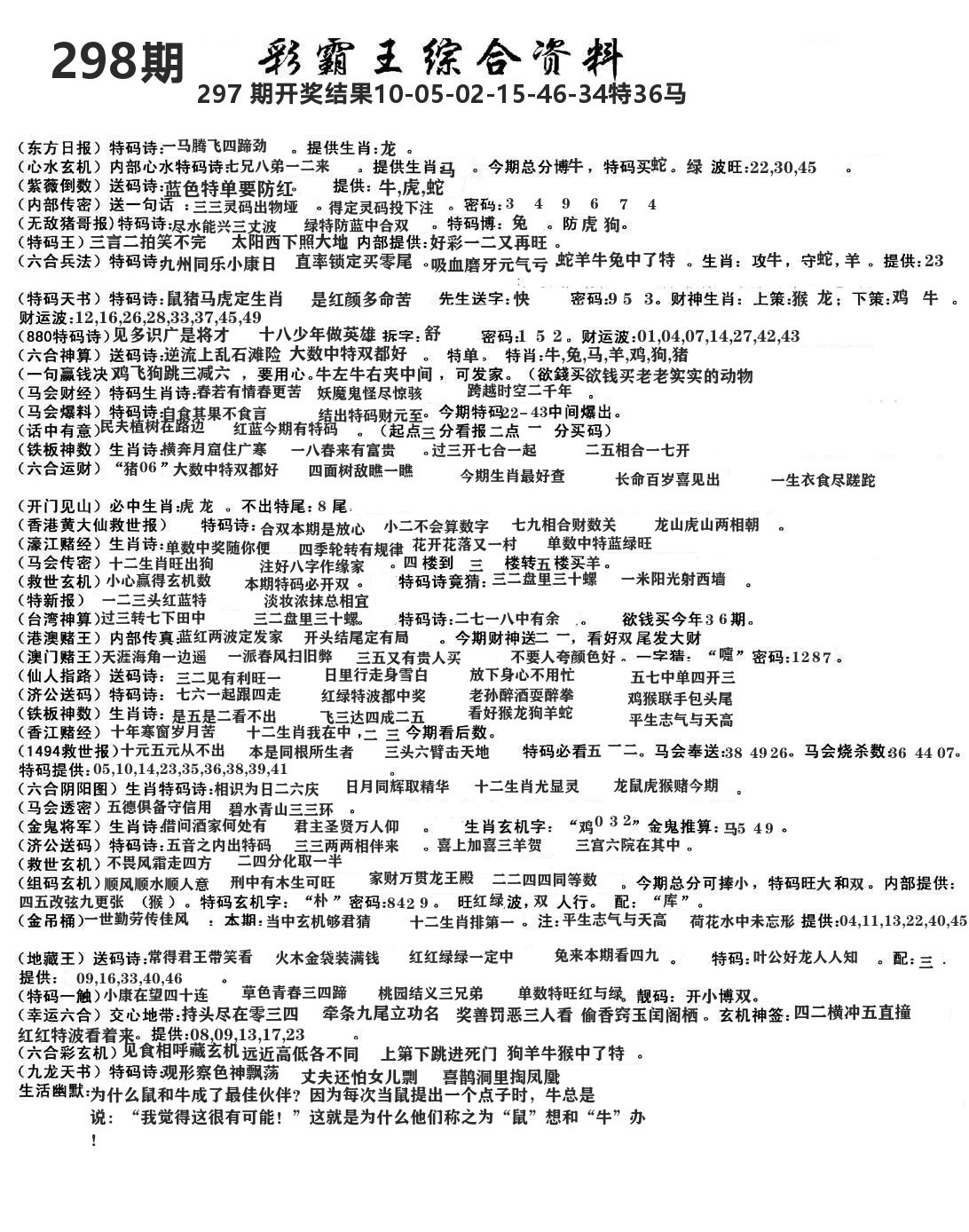 澳门综合资料 第298期