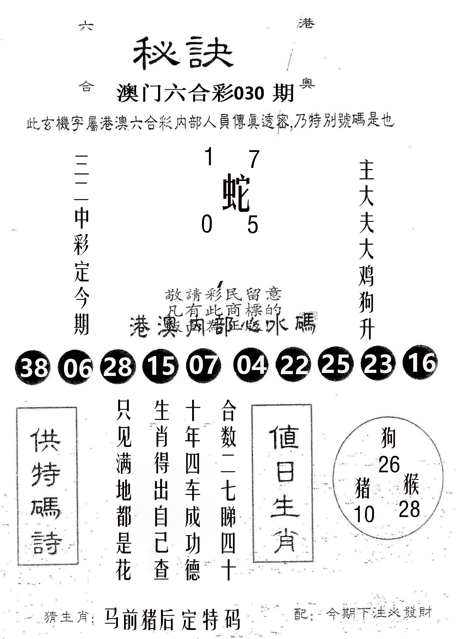 秘决 第30期