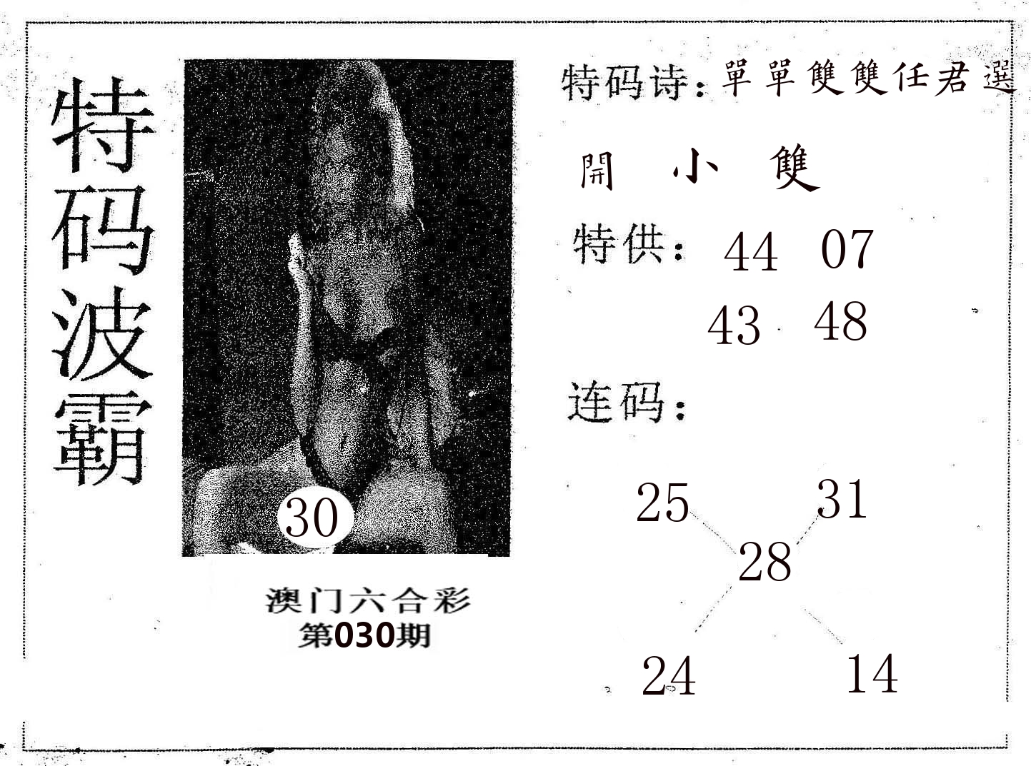 特码波霸 第30期
