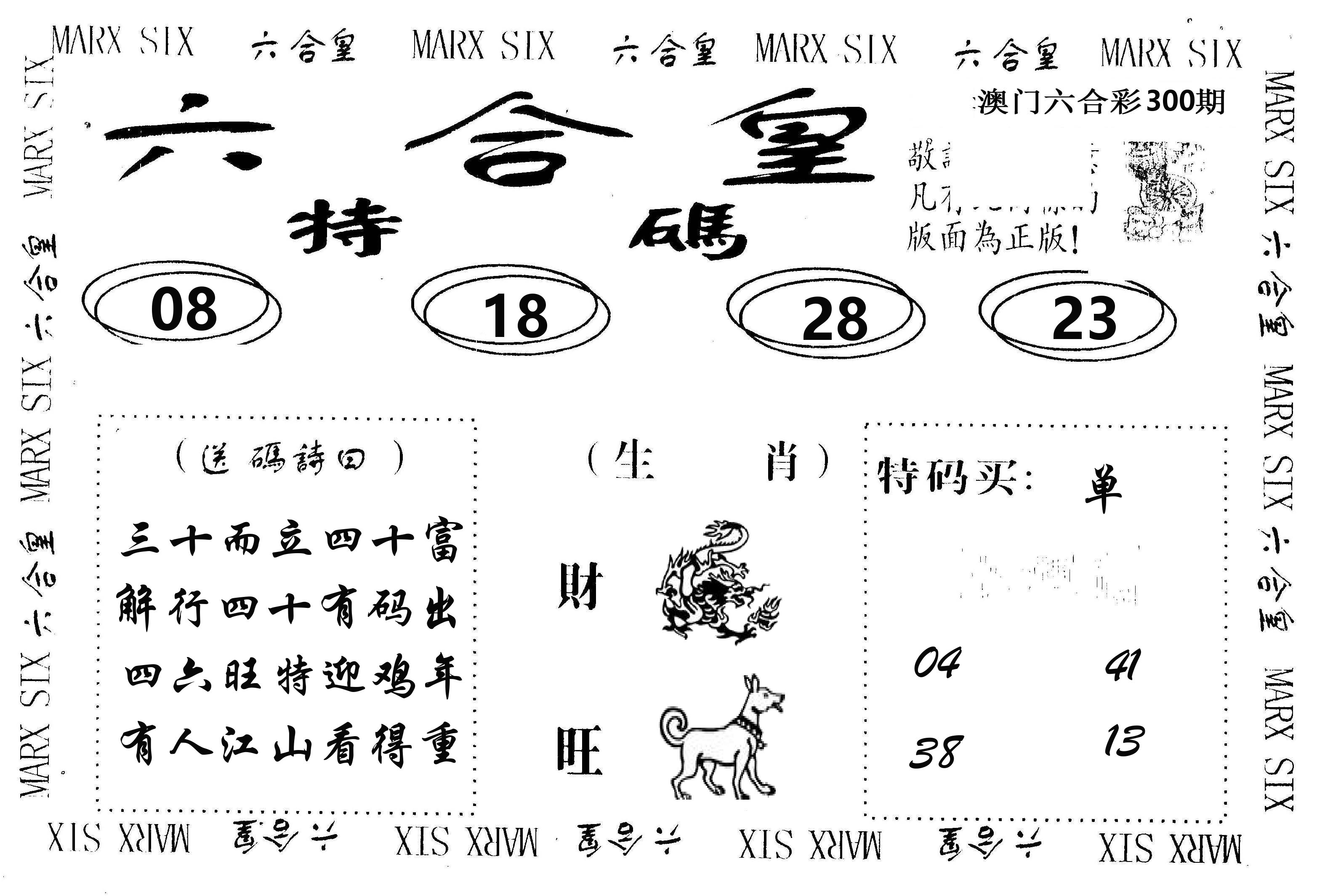 六合皇 第300期