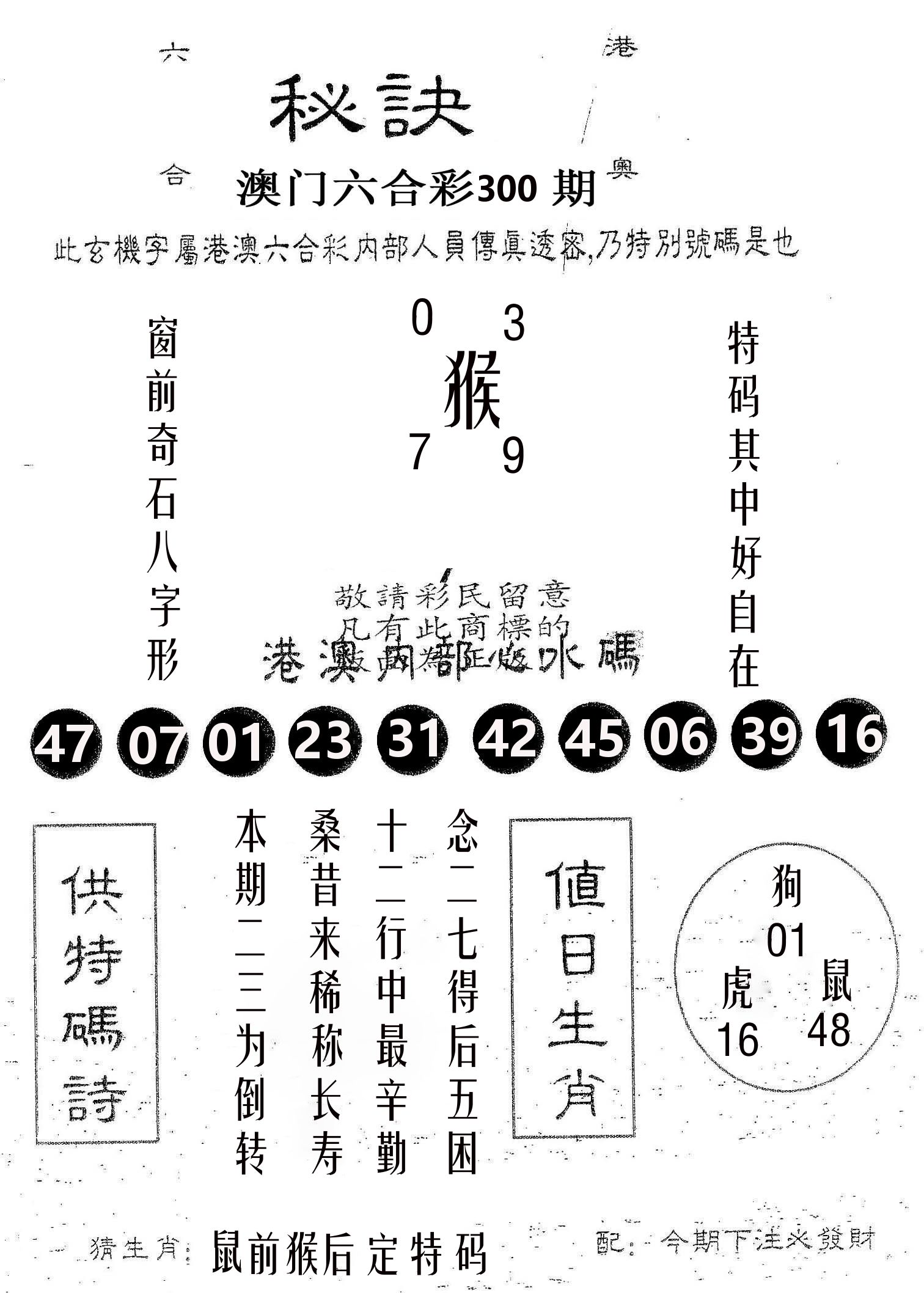 秘决 第300期