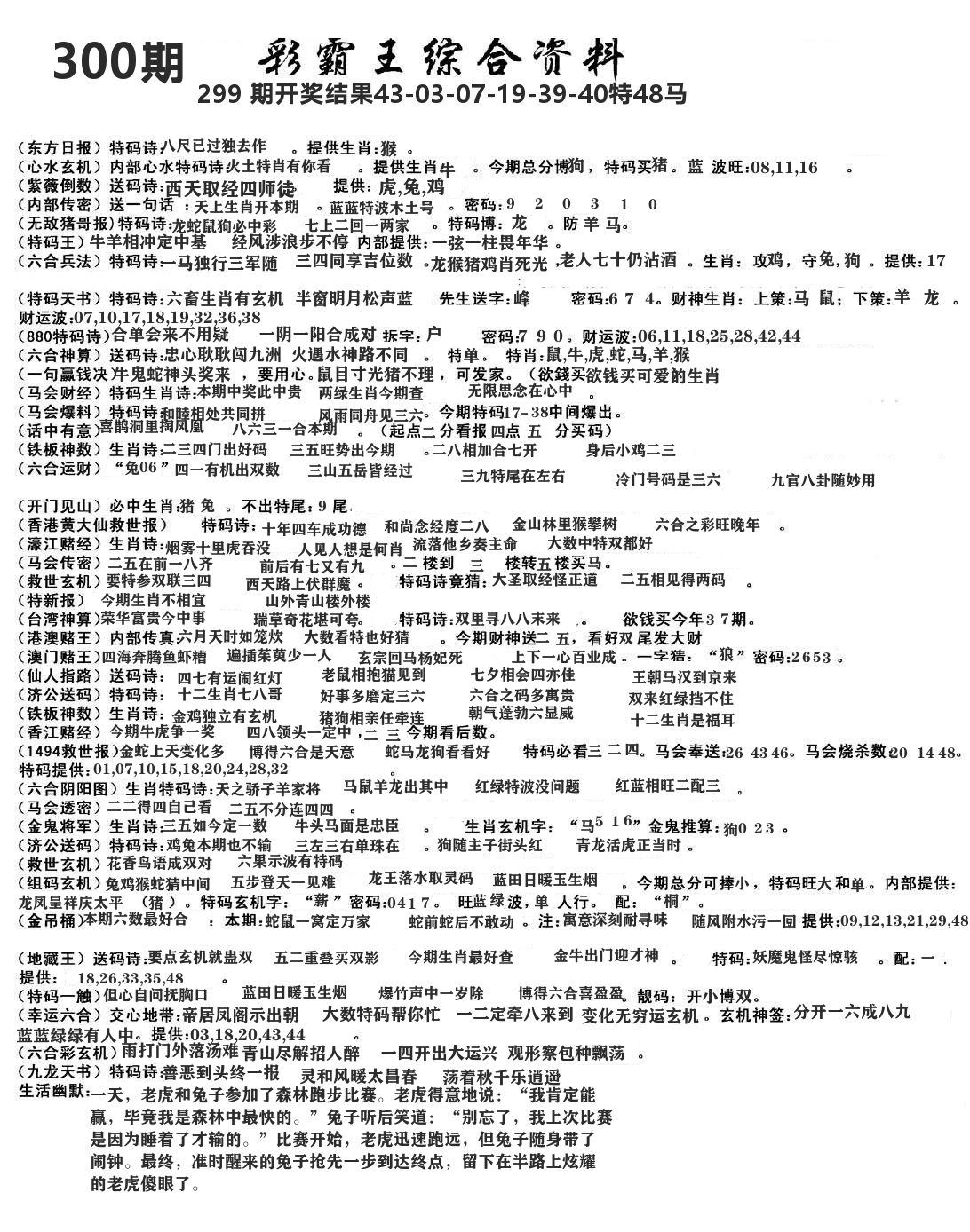 澳门综合资料 第300期
