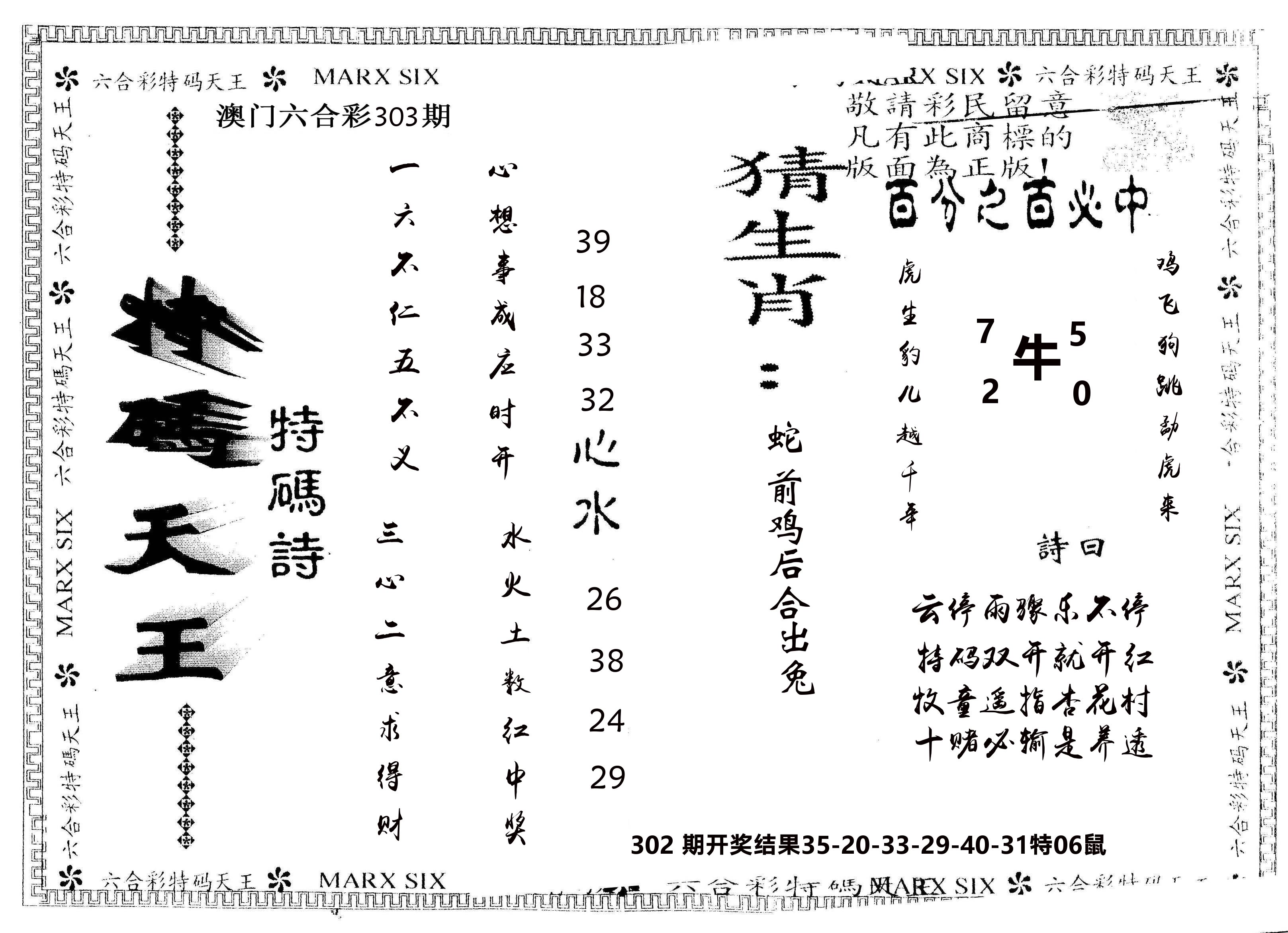 另版特码天王 第303期