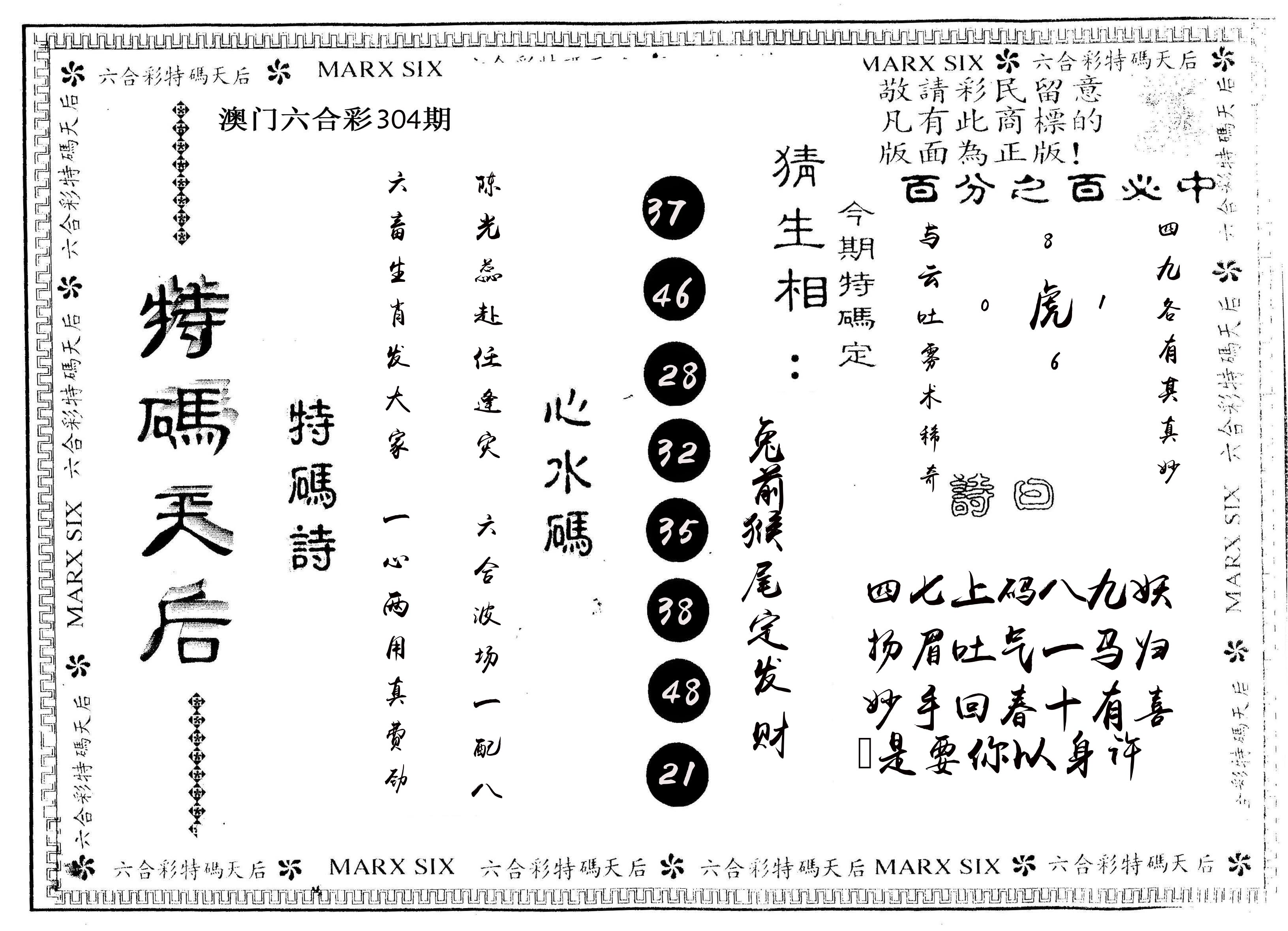 另版特码天后 第304期