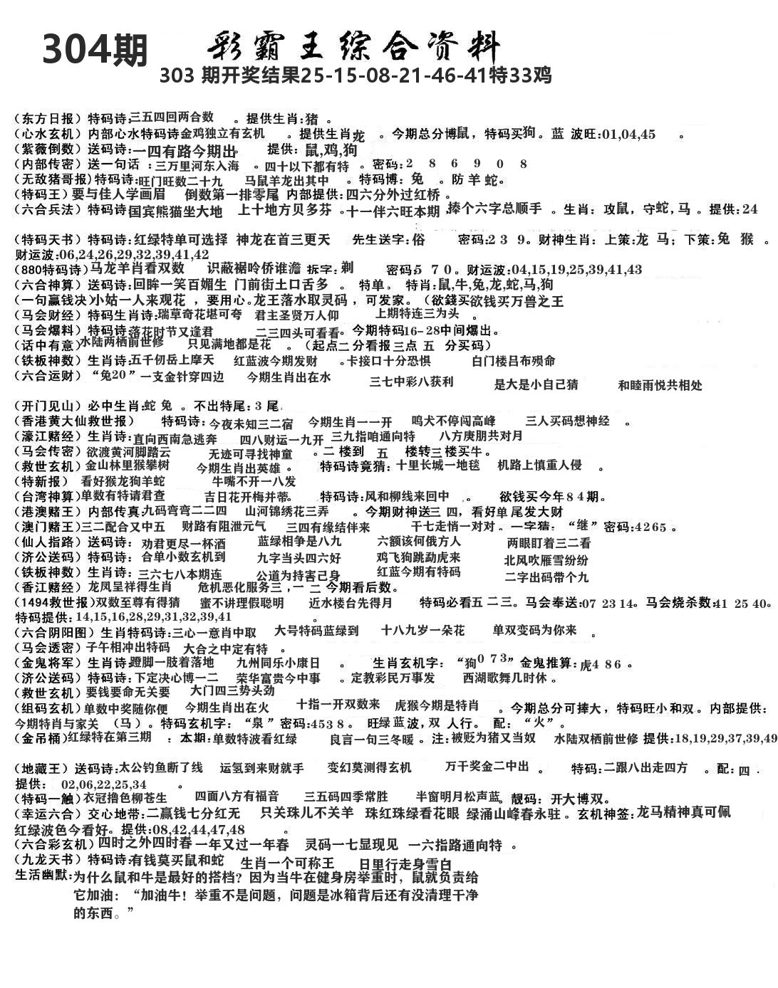澳门综合资料 第304期
