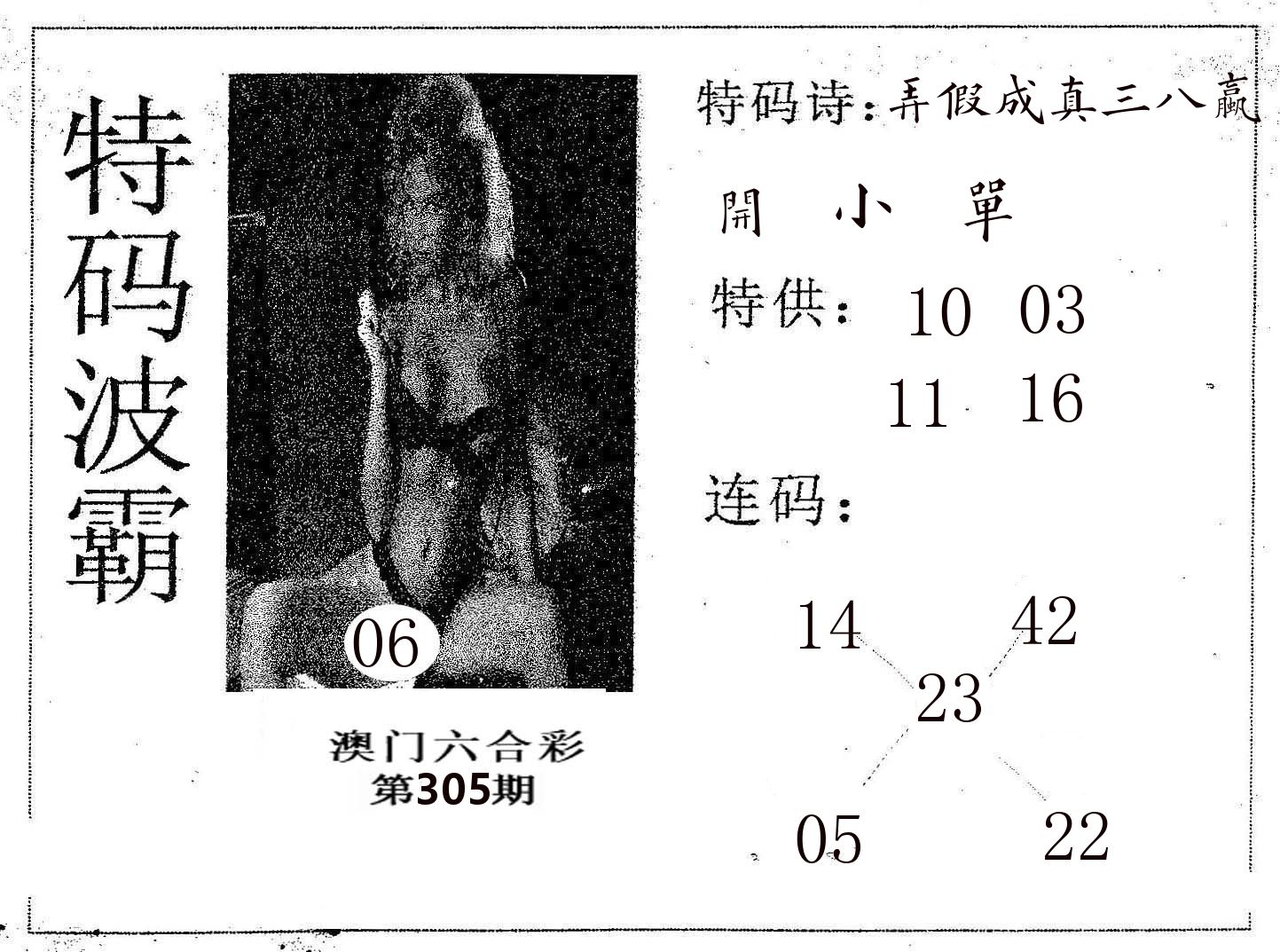 特码波霸 第305期