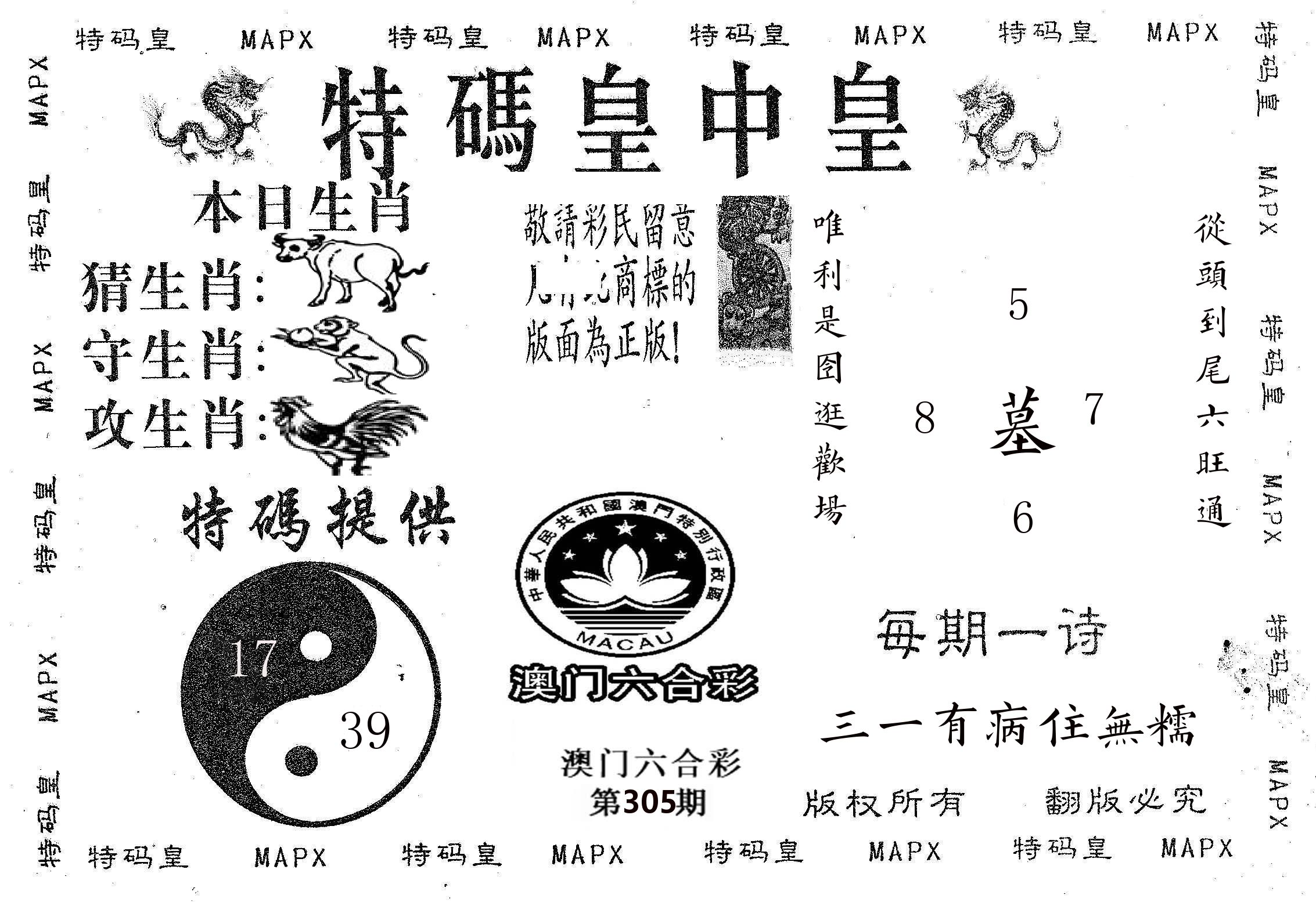 皇中皇B 第305期
