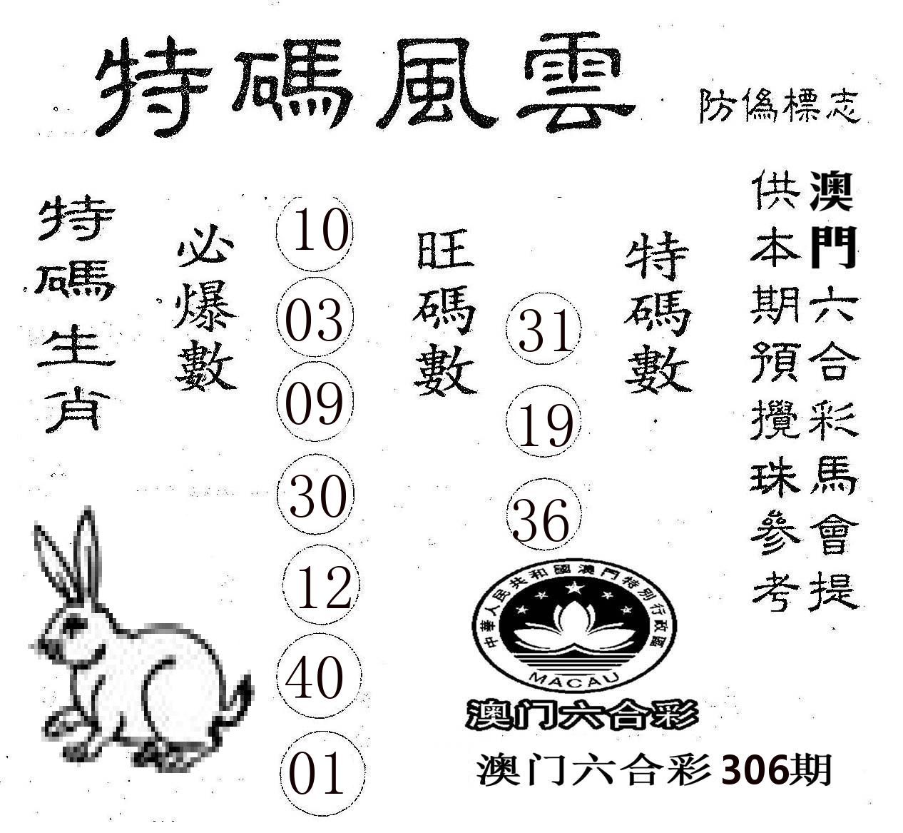 特码风云 第306期