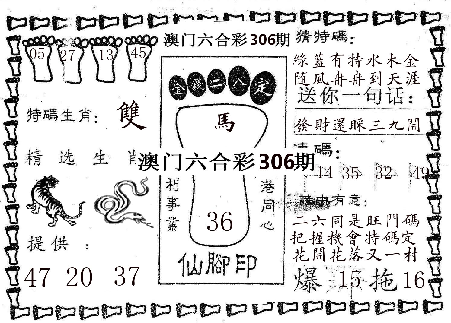 仙脚印 第306期