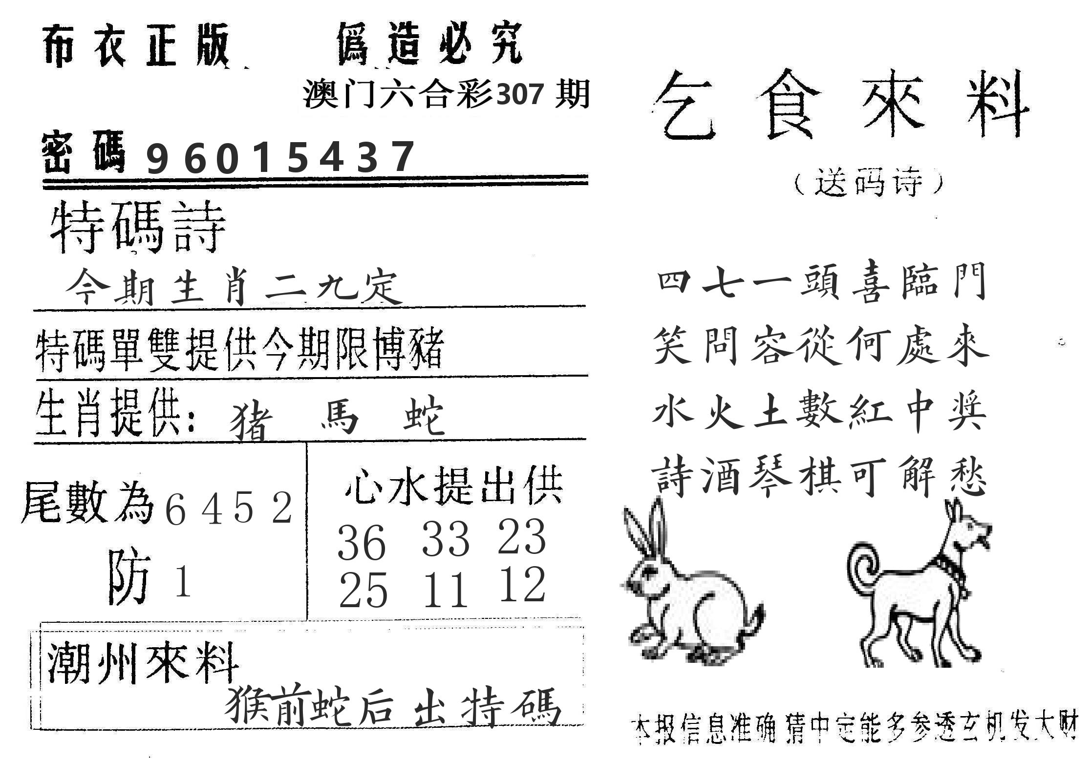 千禧码王 第307期