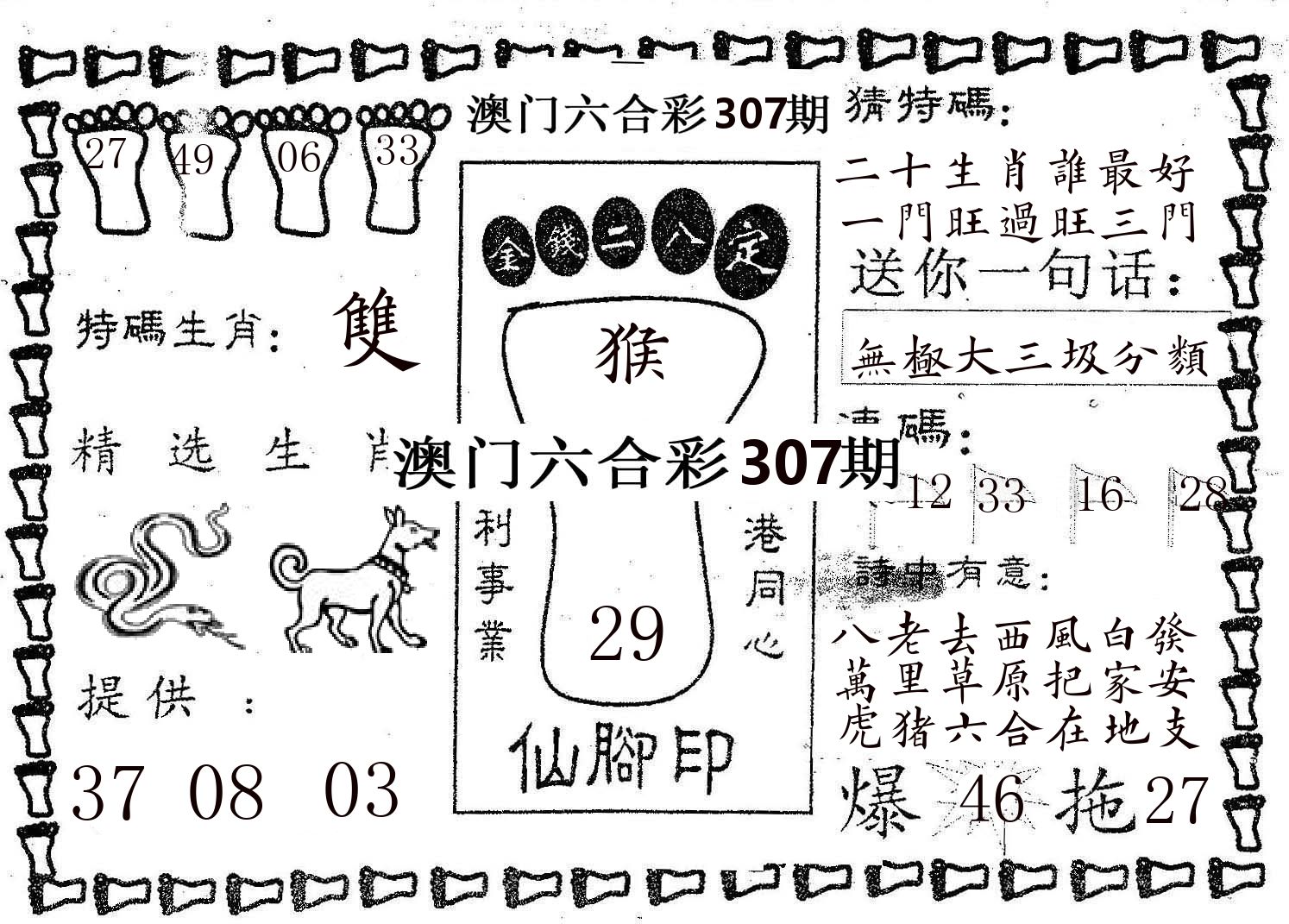 仙脚印 第307期