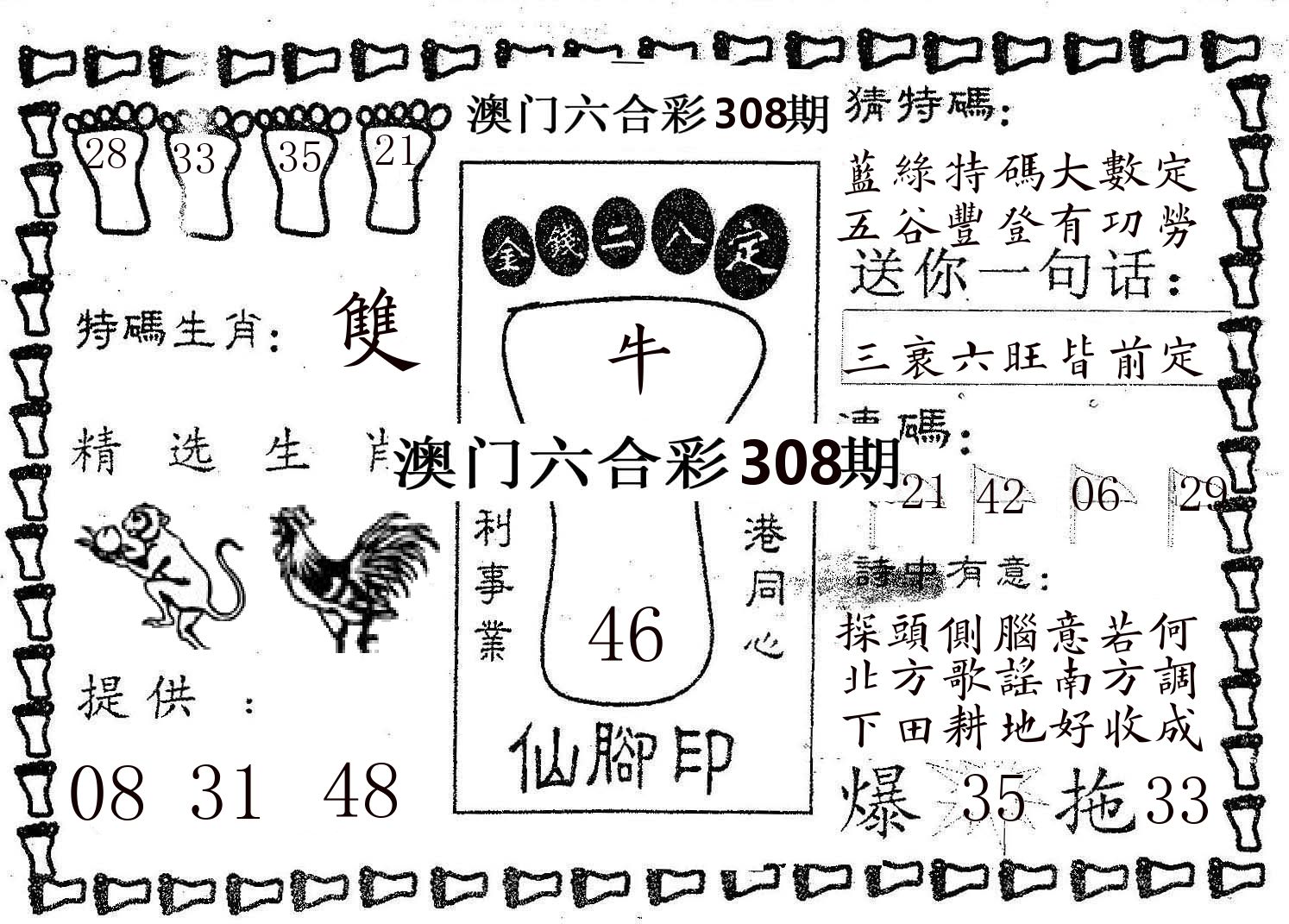 仙脚印 第308期