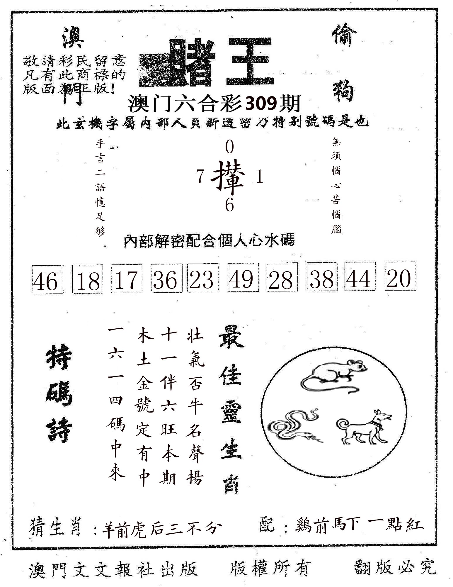 赌王 第309期