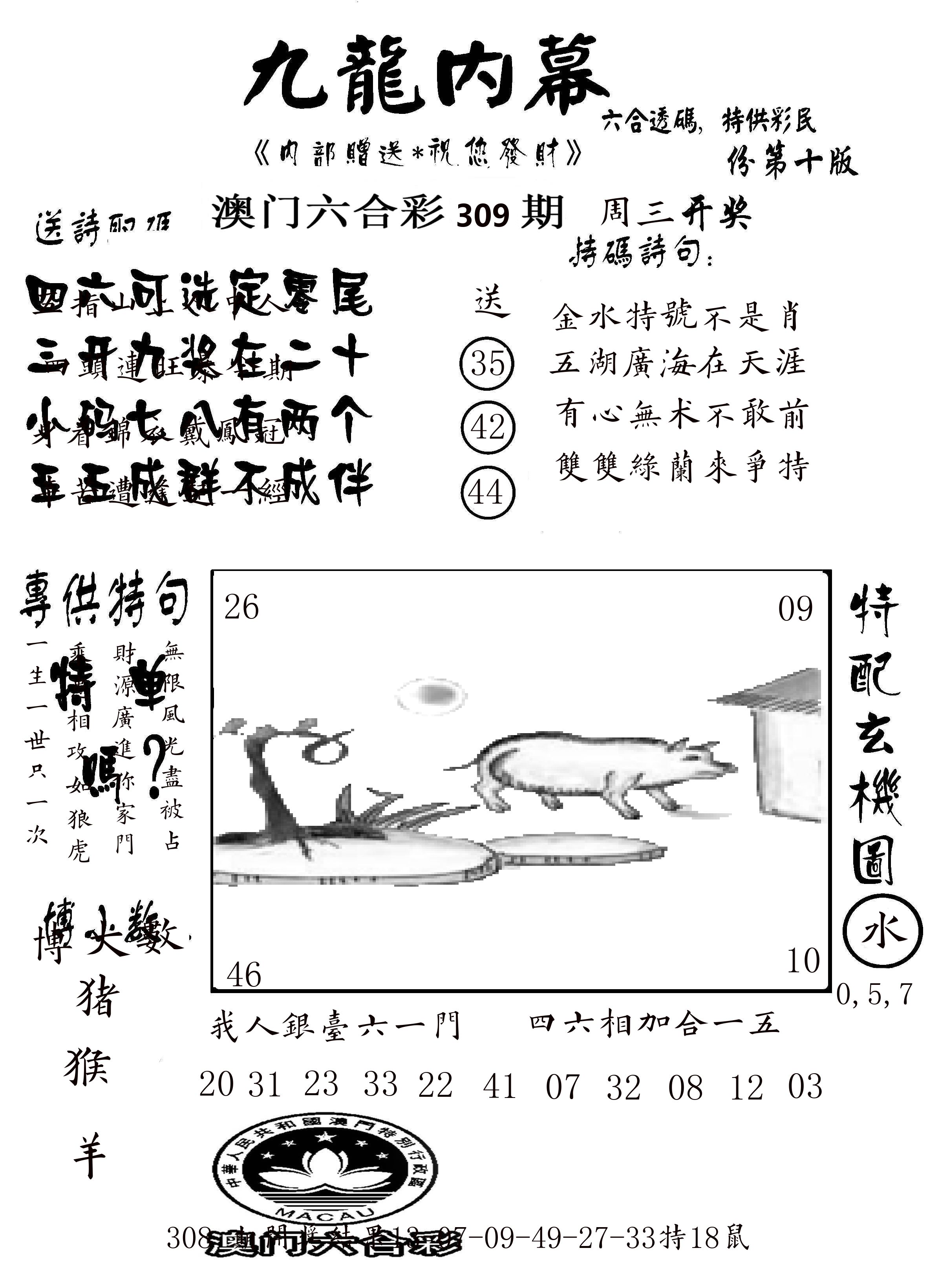 澳门传真2 第309期
