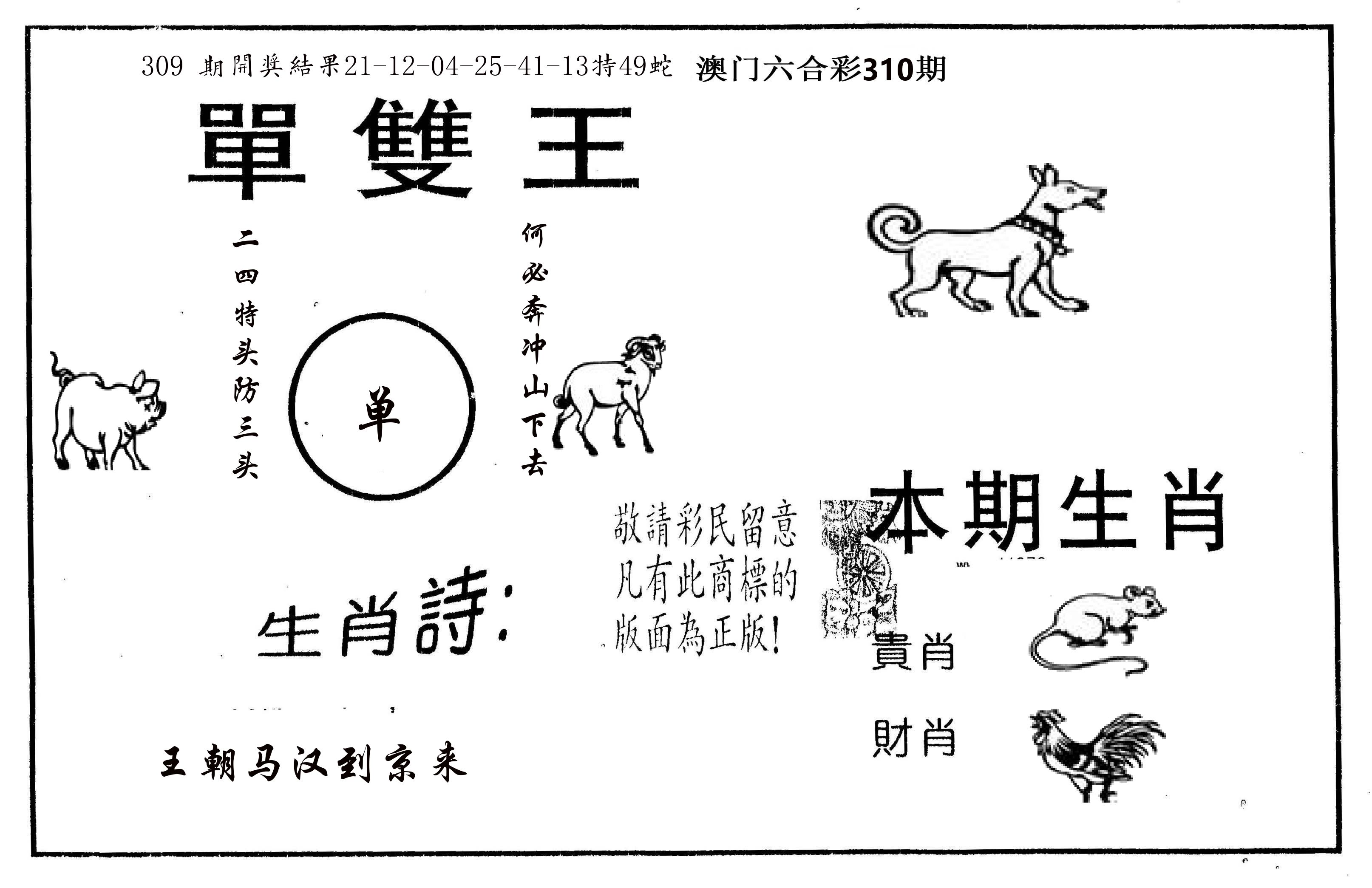 单双王A 第310期