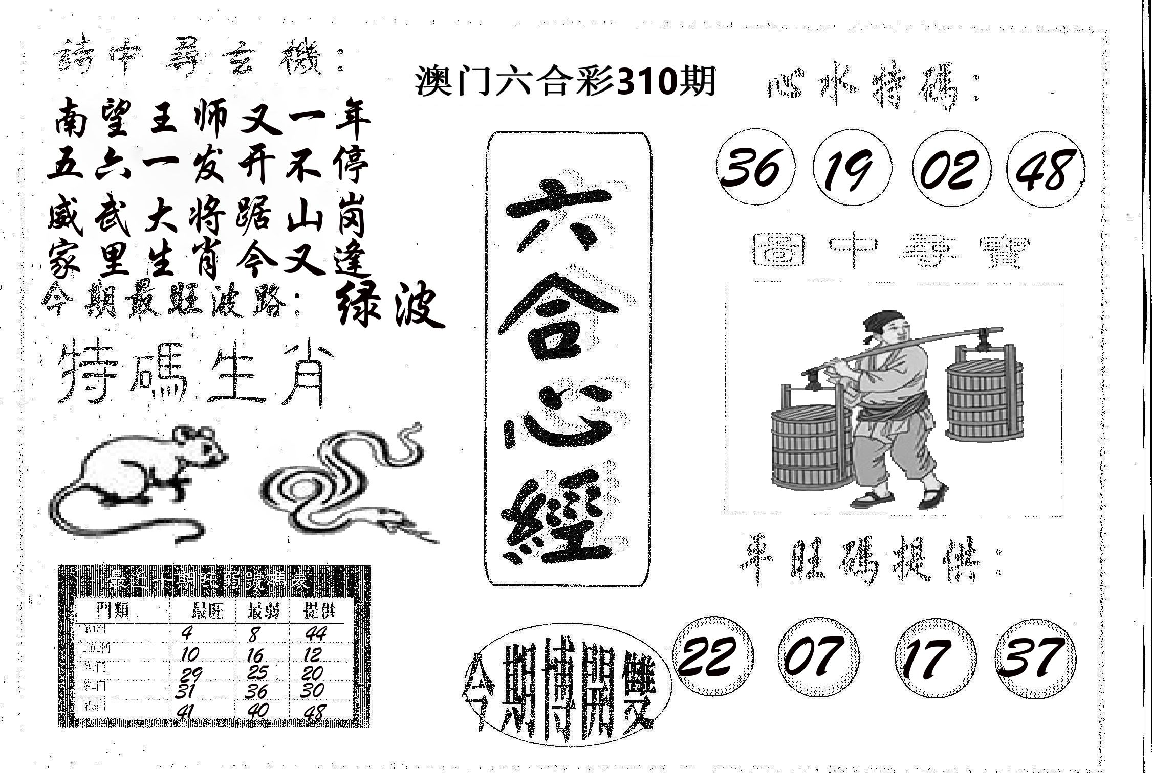 六合心经 第310期