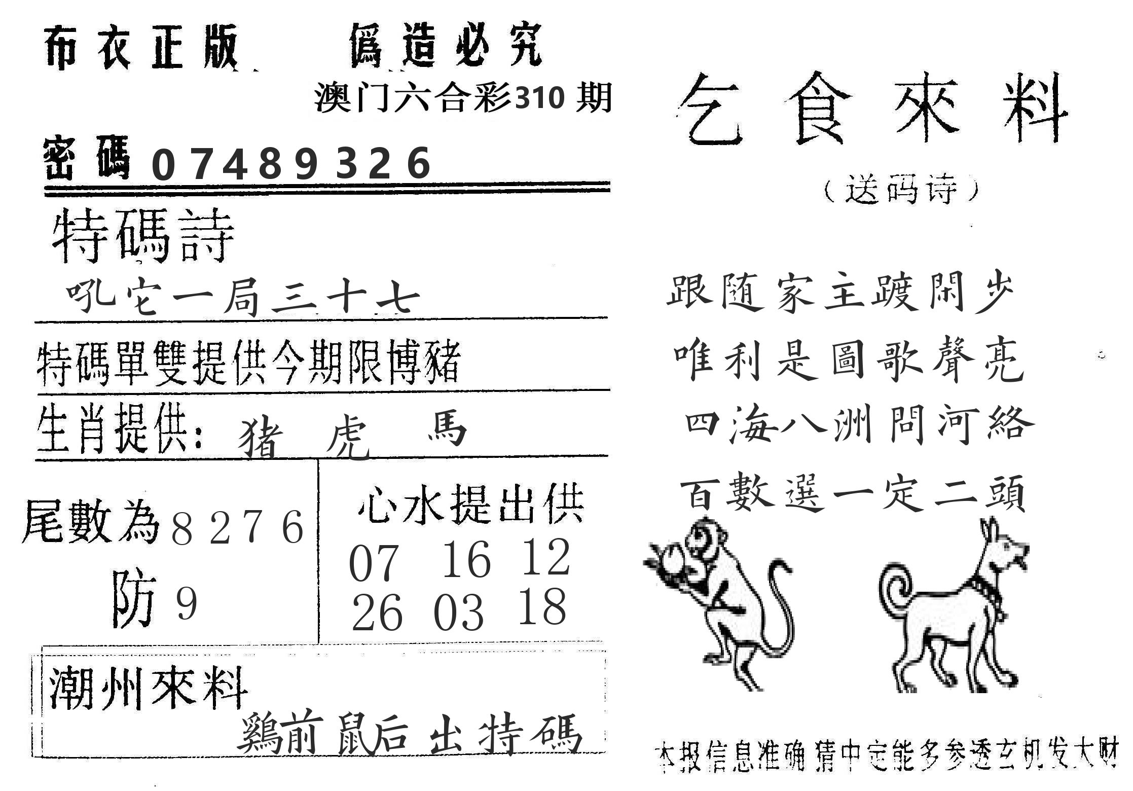 千禧码王 第310期