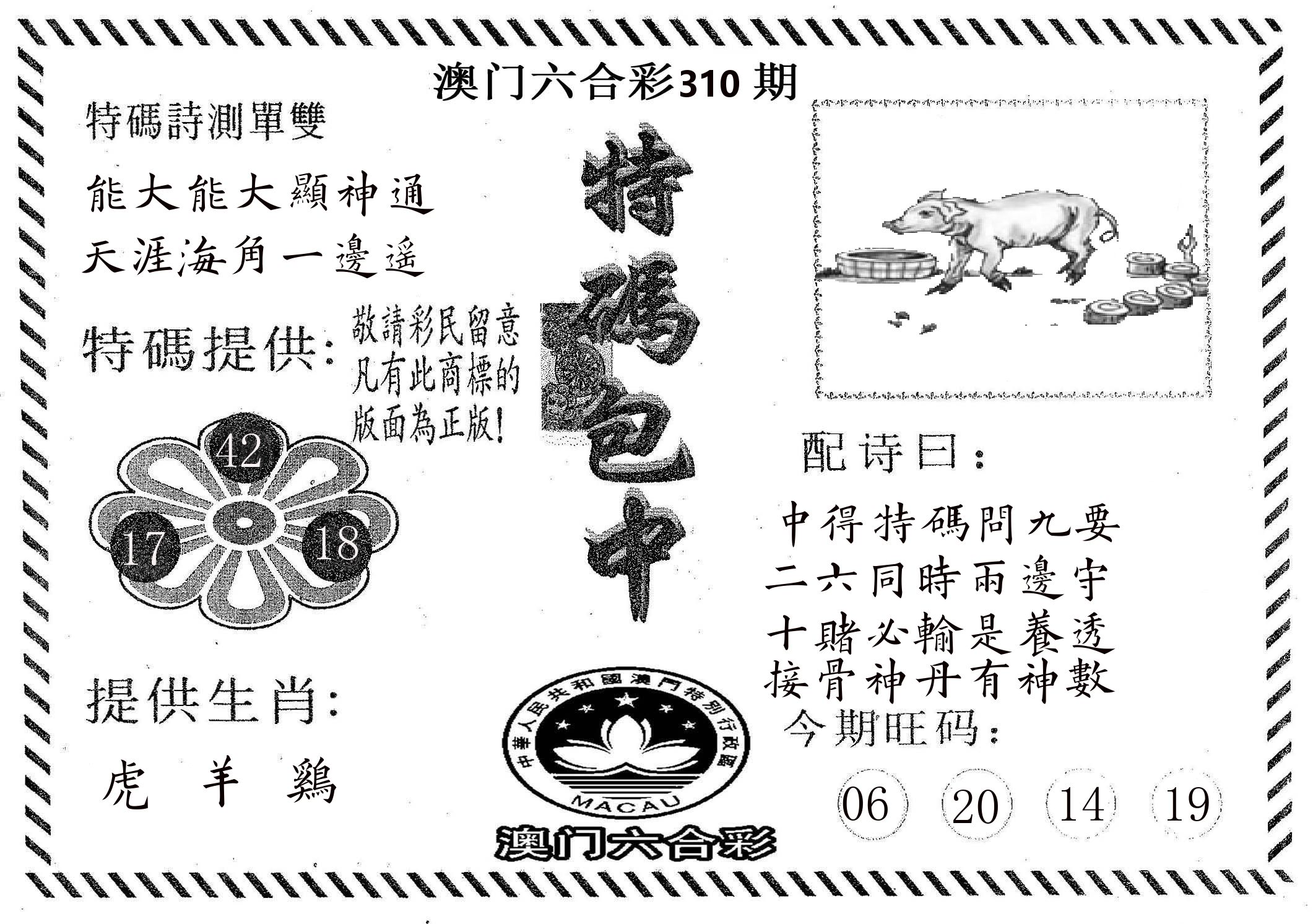 特码包中 第310期