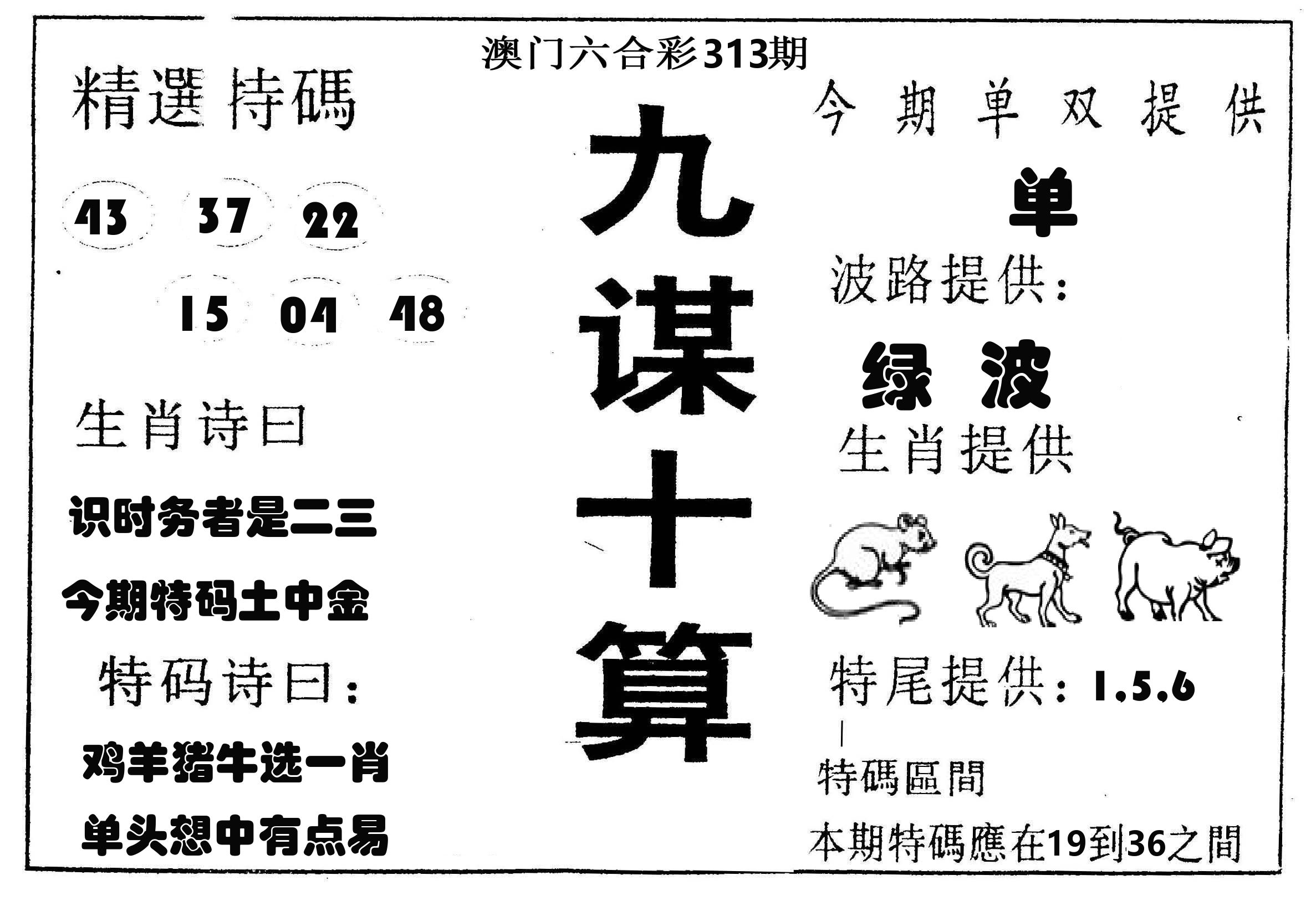 九谋十算 第313期