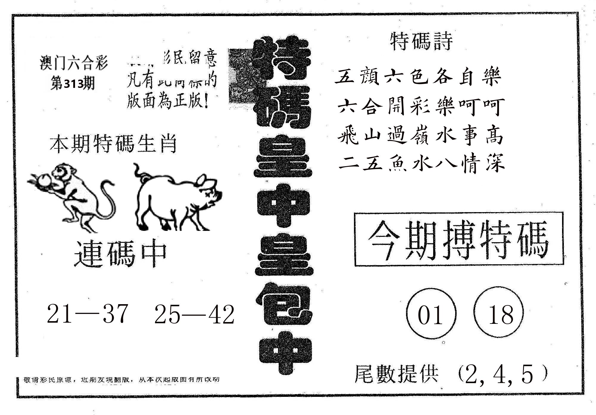 皇中皇A 第313期