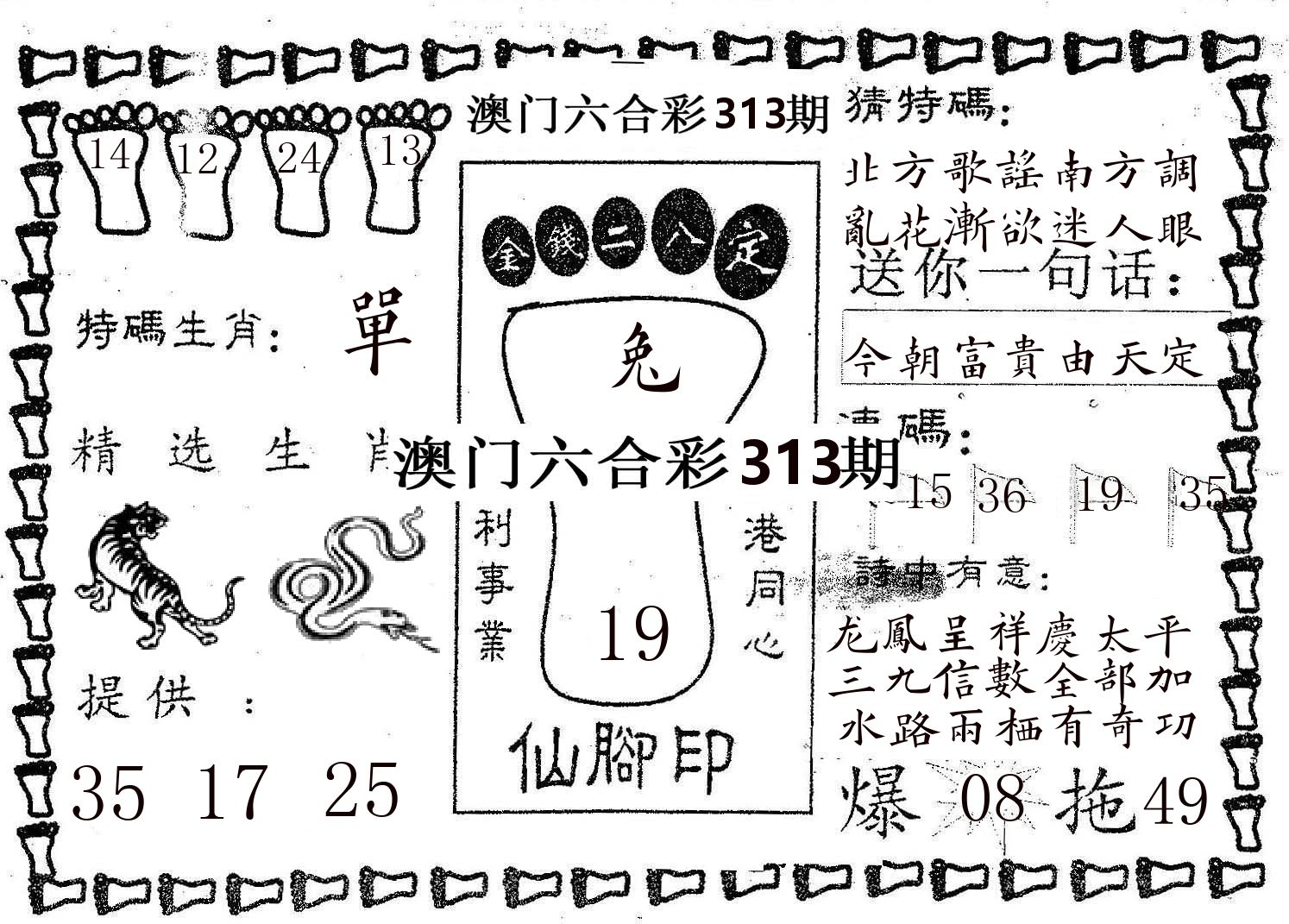 仙脚印 第313期