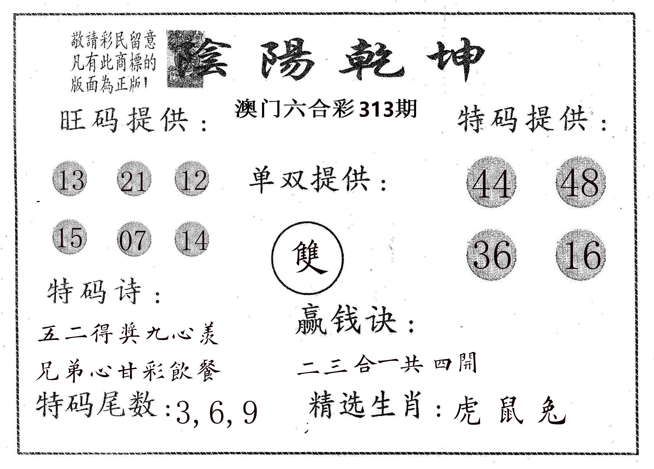 阴阳乾坤 第313期