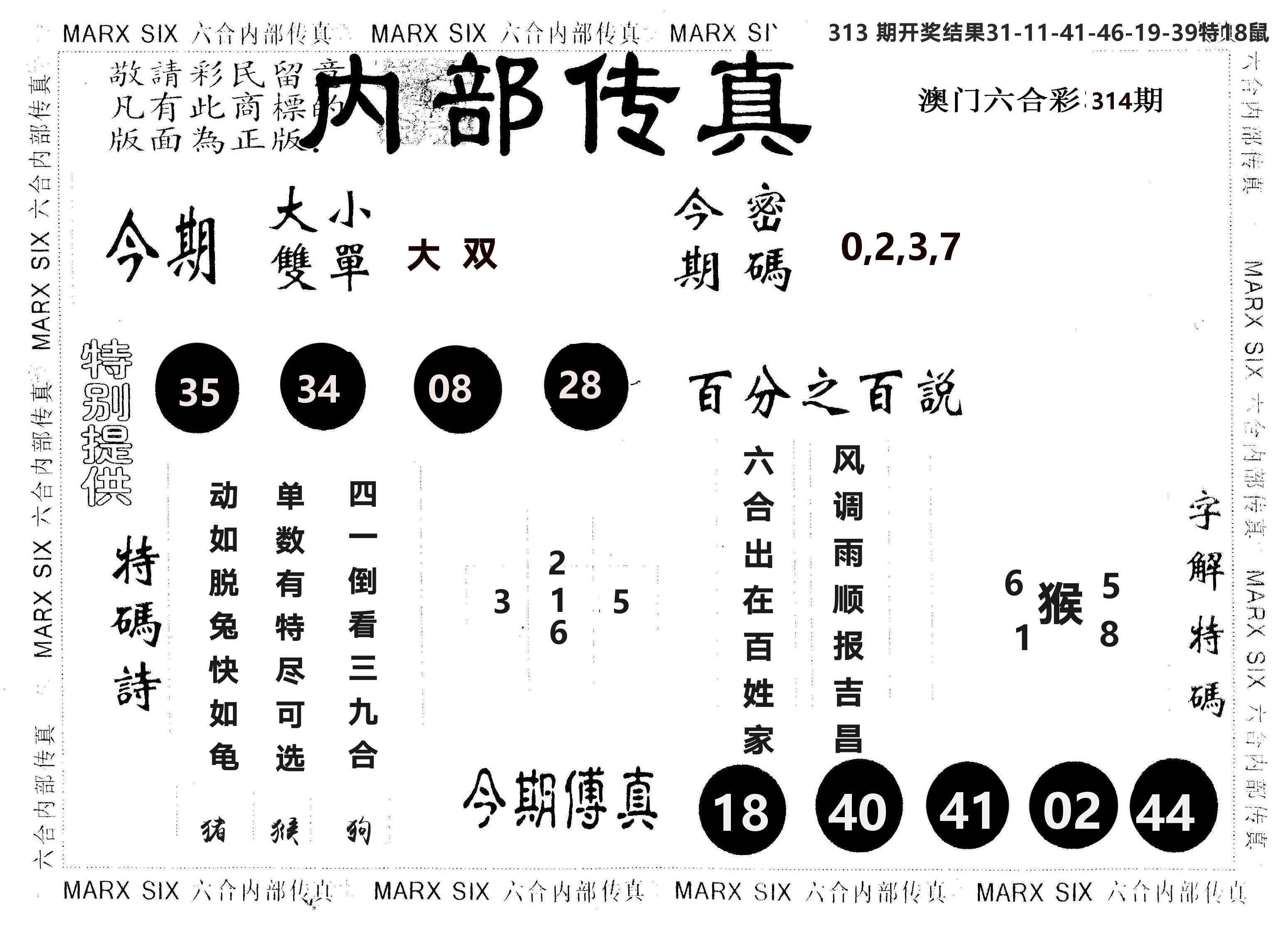 另版内部传真 第314期